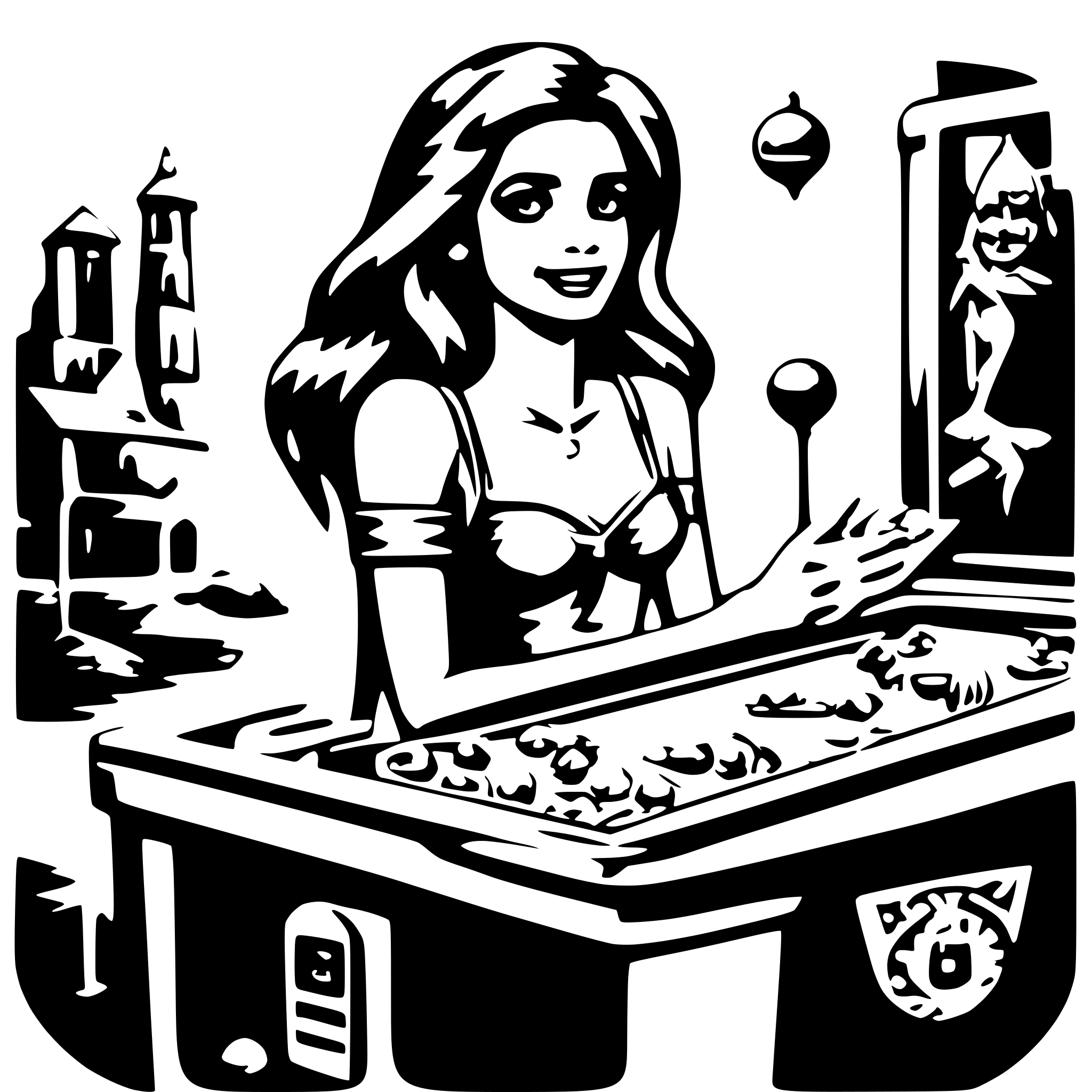 AI-generated SVG of a mermaid playing pinball machine