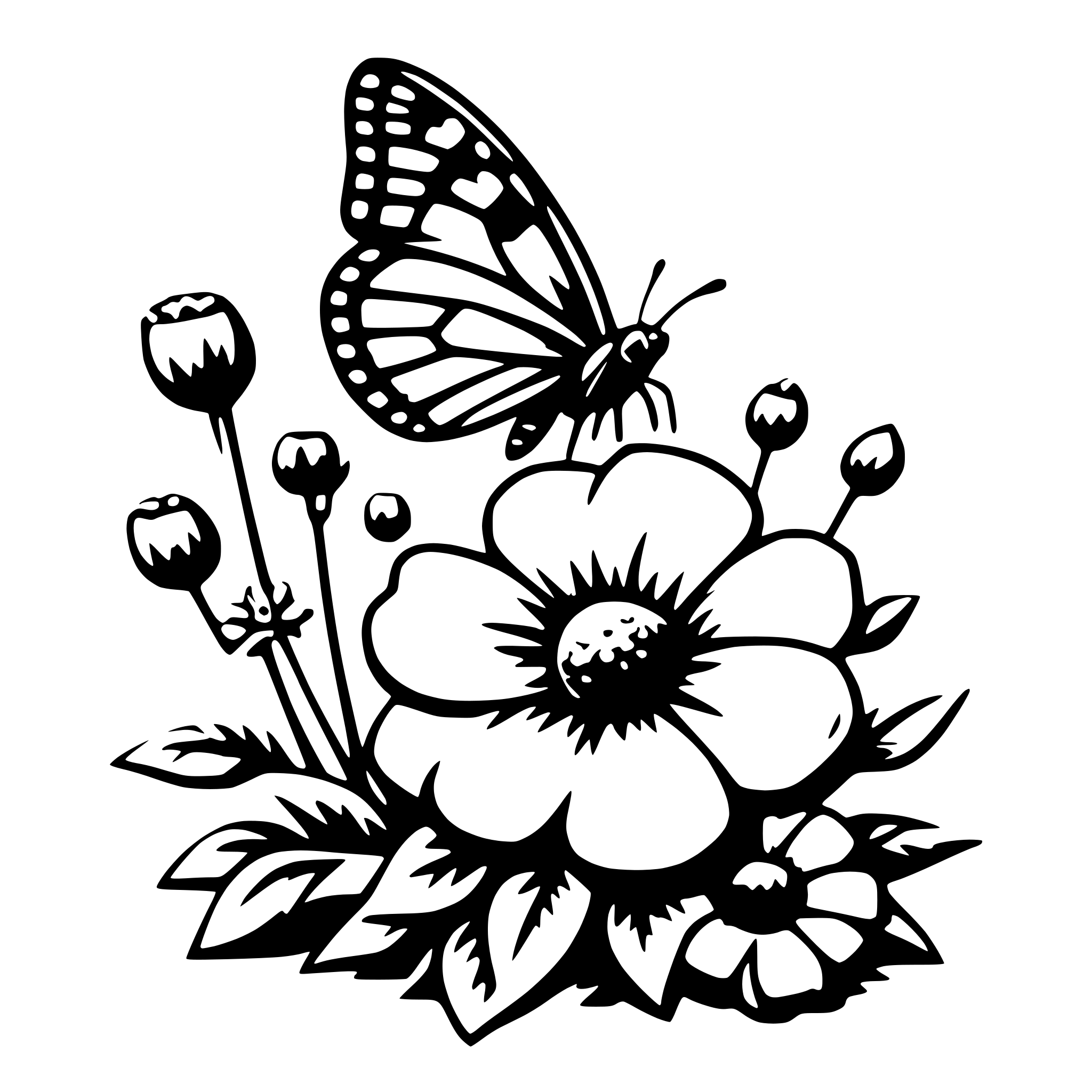 AI-generated SVG of 'butterfly and flowers'