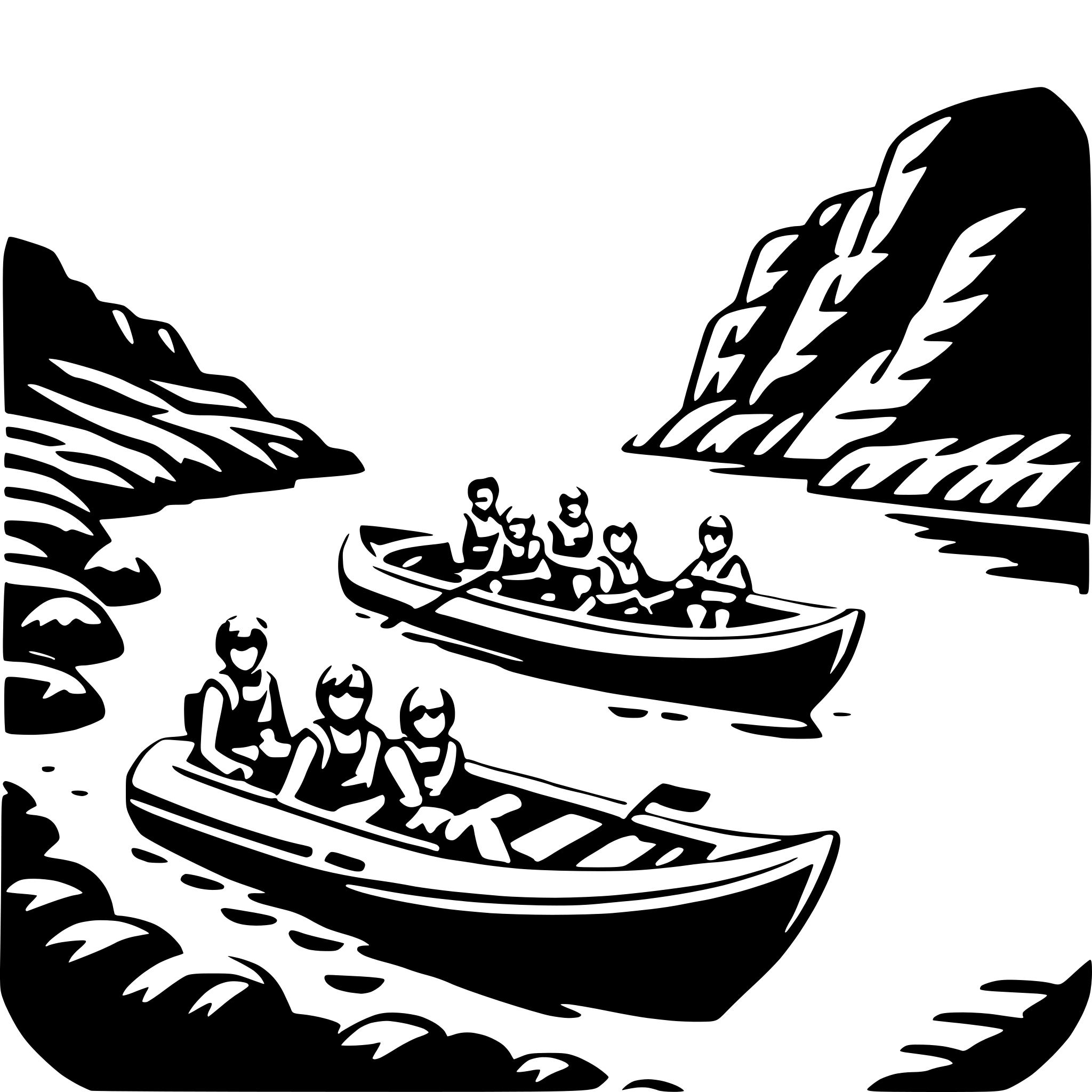 AI-generated SVG of a canyon river rafting