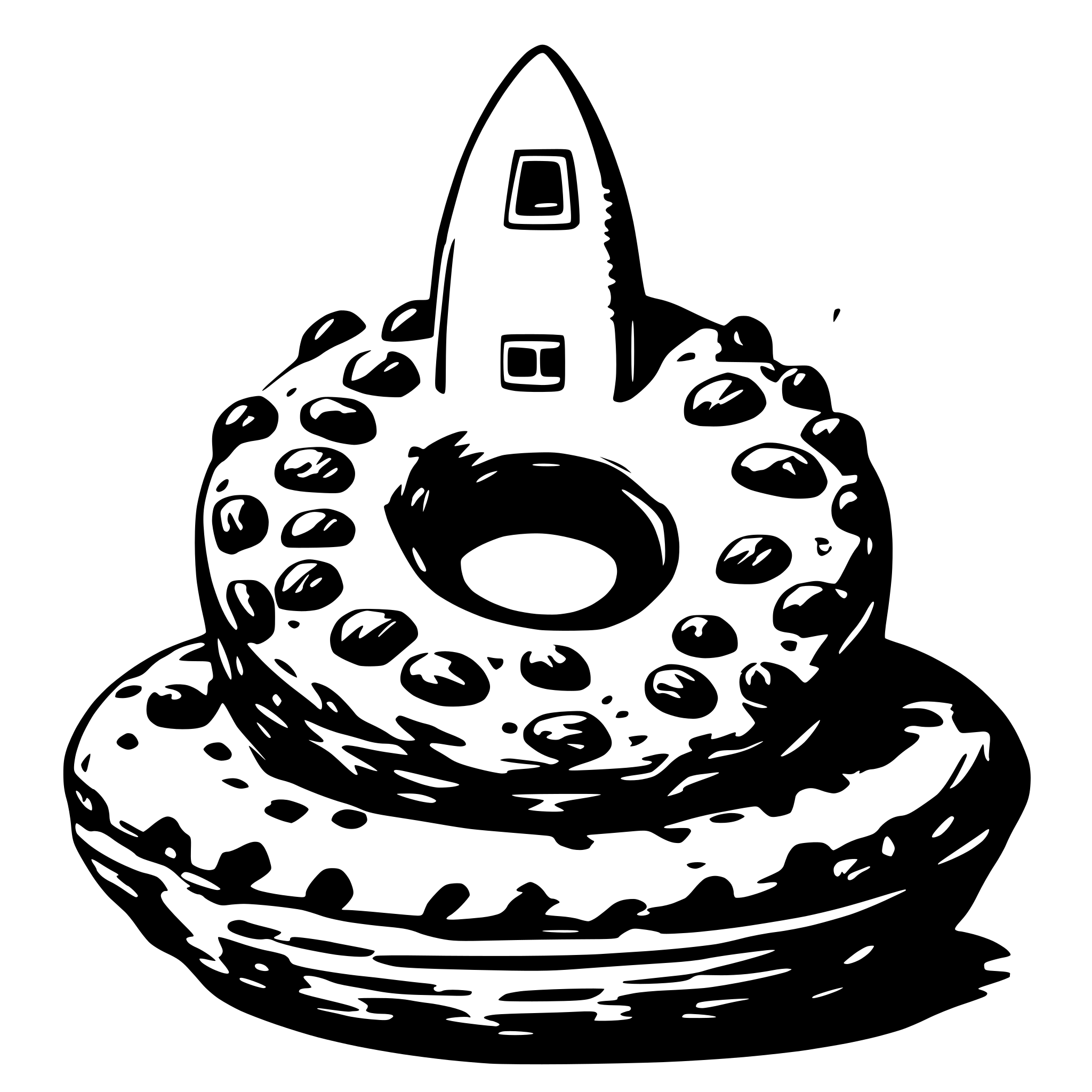 AI-generated SVG of 'rocket inside donut'