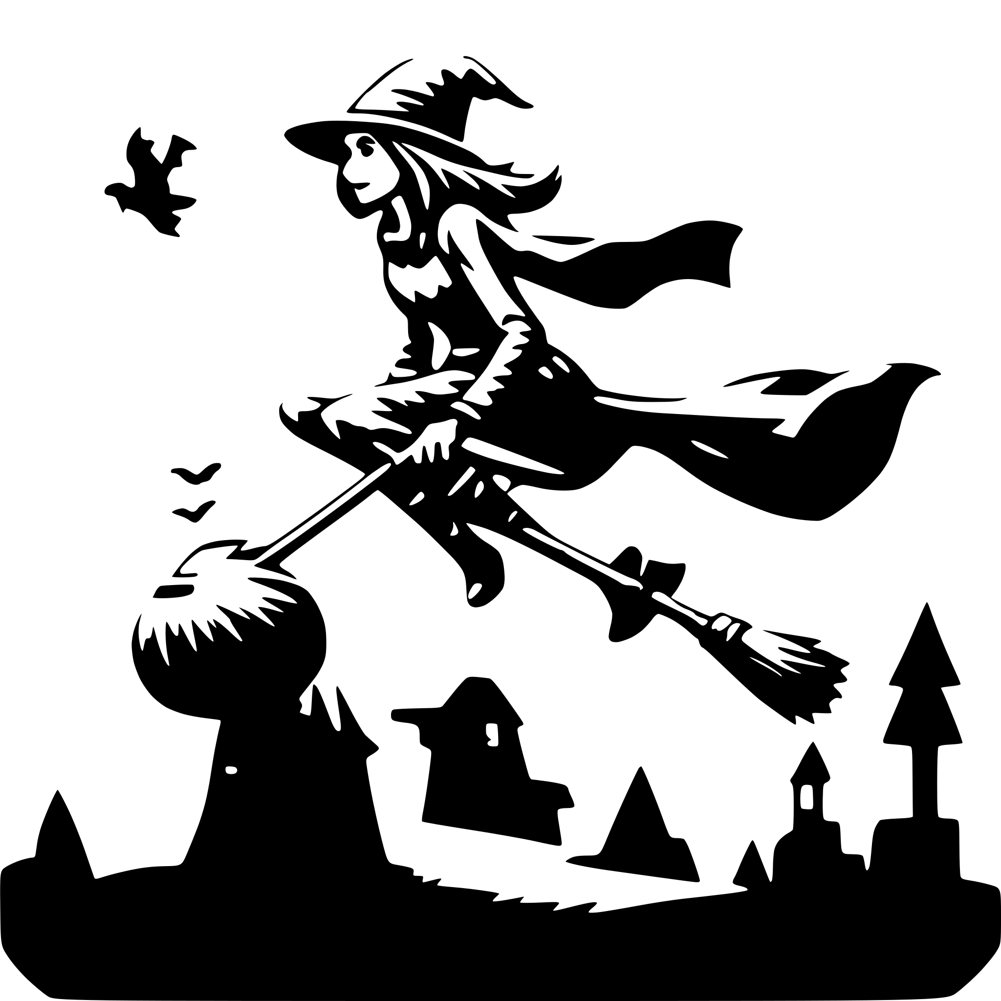 AI-generated SVG of 'witch flying on a broom'