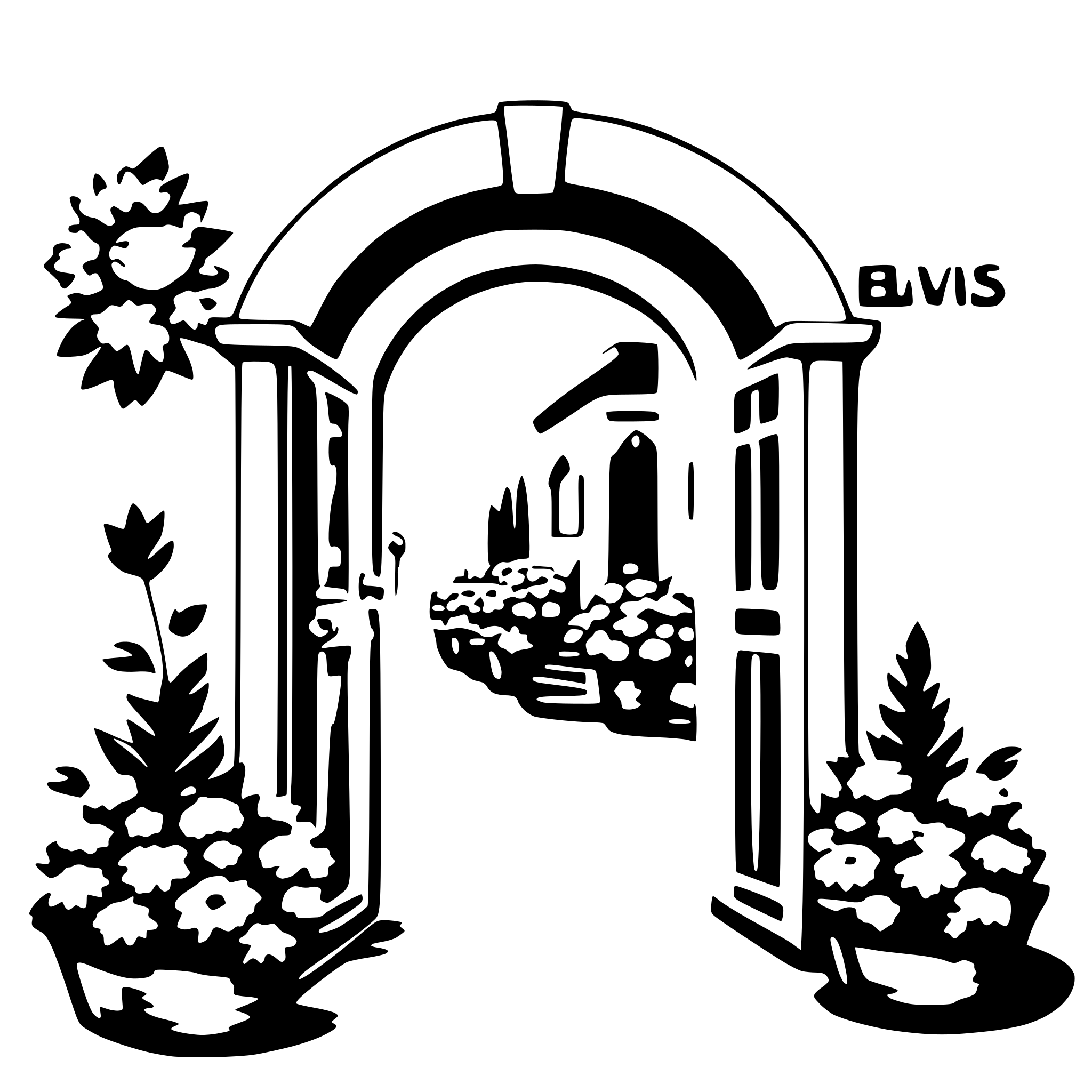 AI-generated SVG of a a romantic open entrance with flower wreaths AI-generated SVG of a a romantic open entrance with flower wreaths
