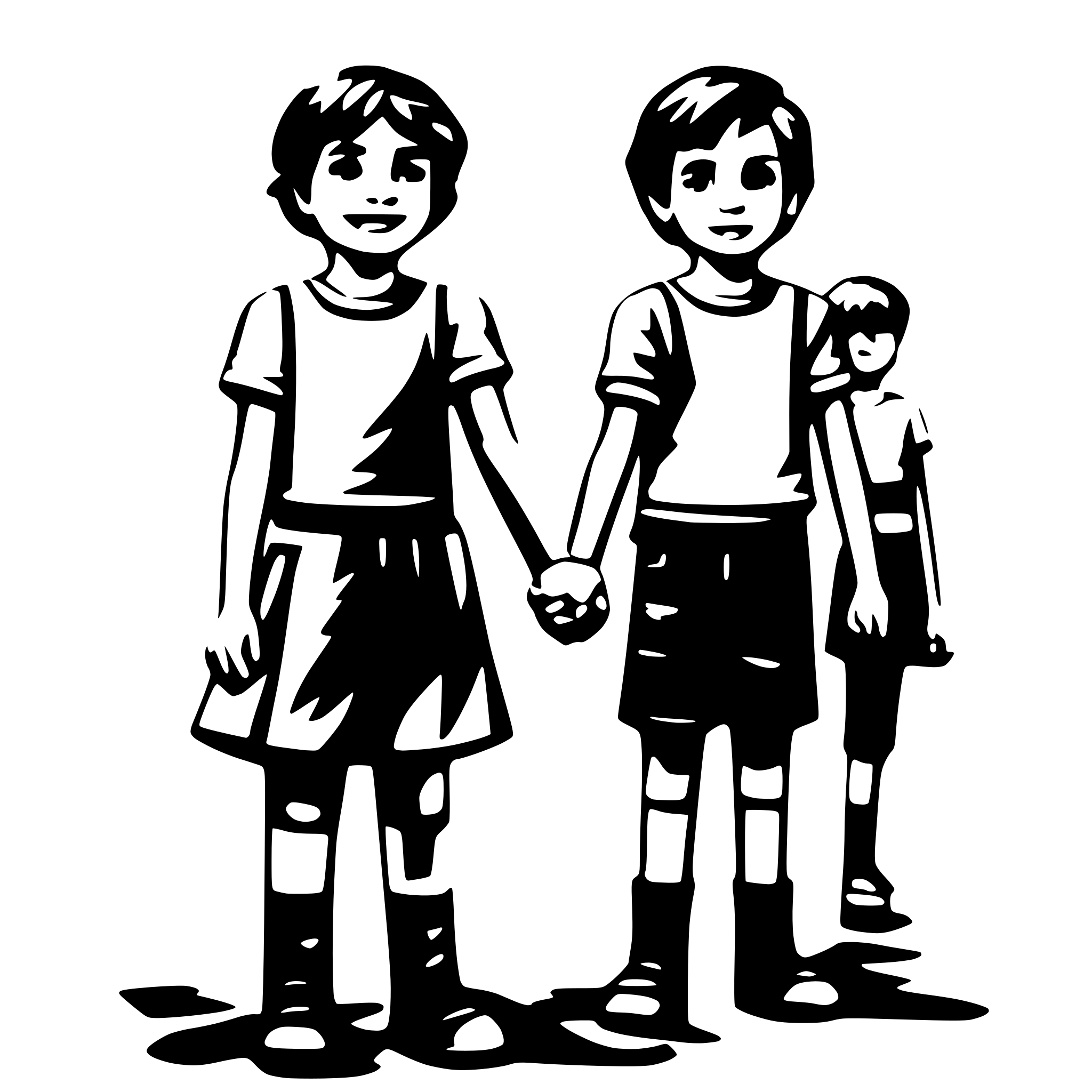 AI-generated SVG of a boys forming a line and holding hands