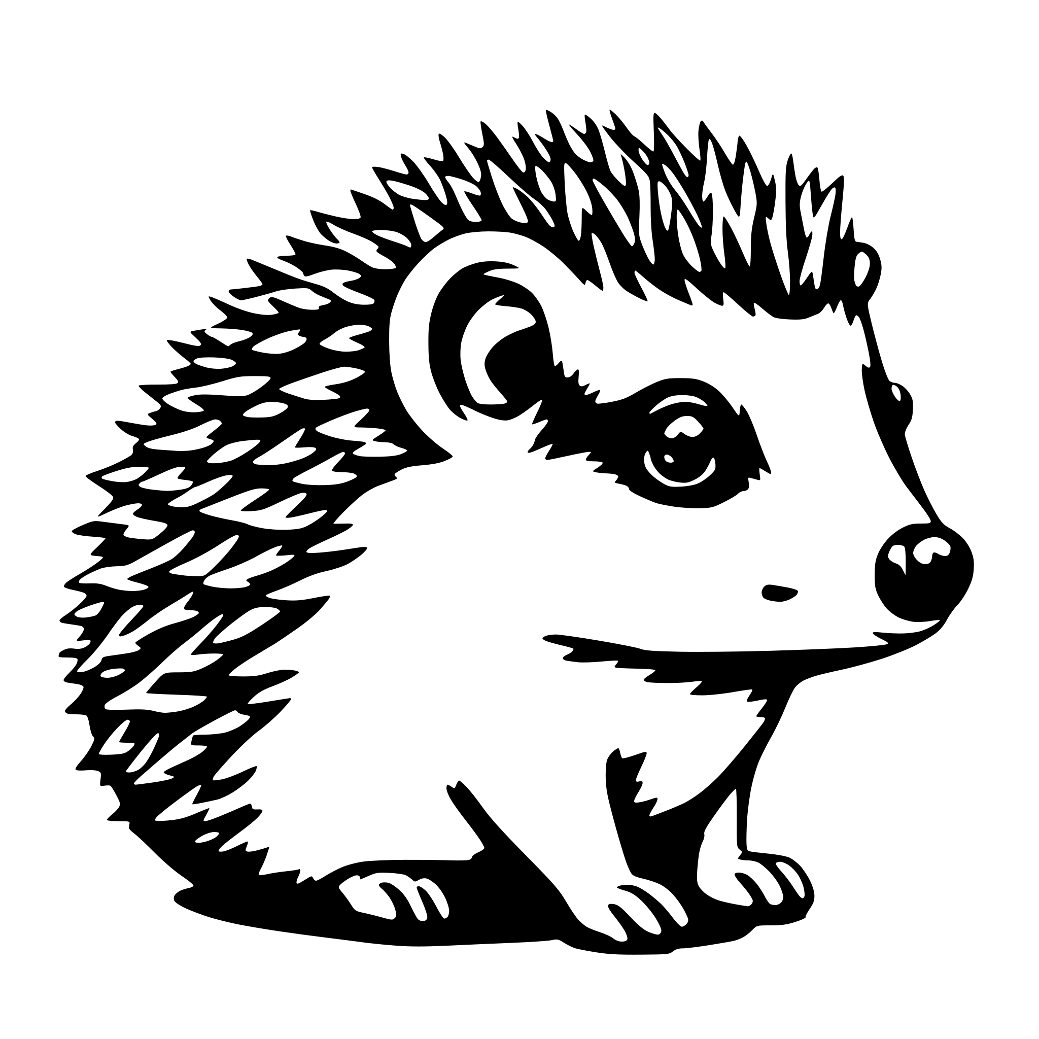 AI-generated SVG of a hedgehog cute animal colored