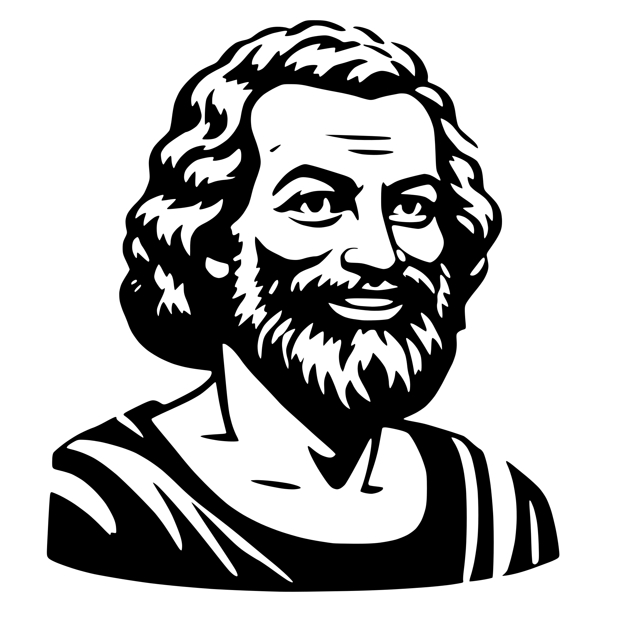 AI-generated SVG of 'Socrates smiling'