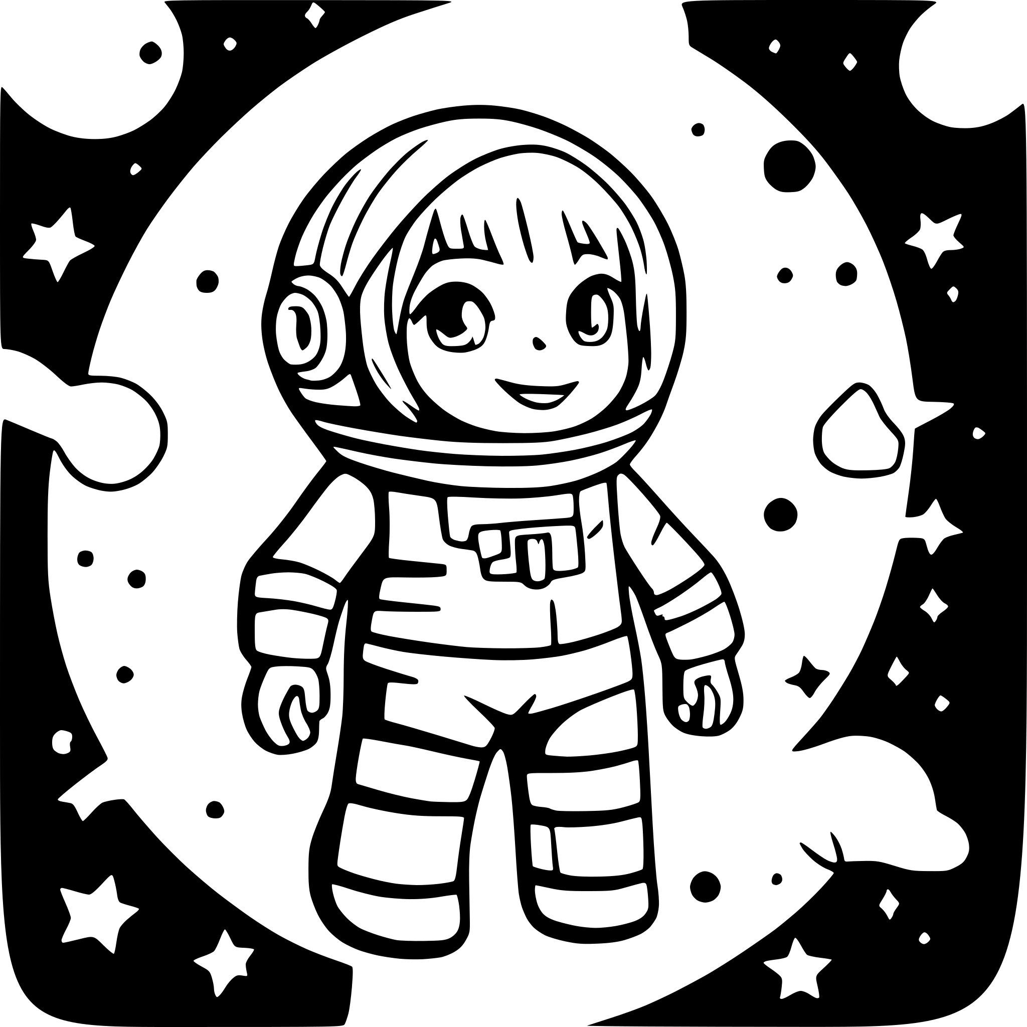 AI-generated SVG of 'astronaut floating between stars'