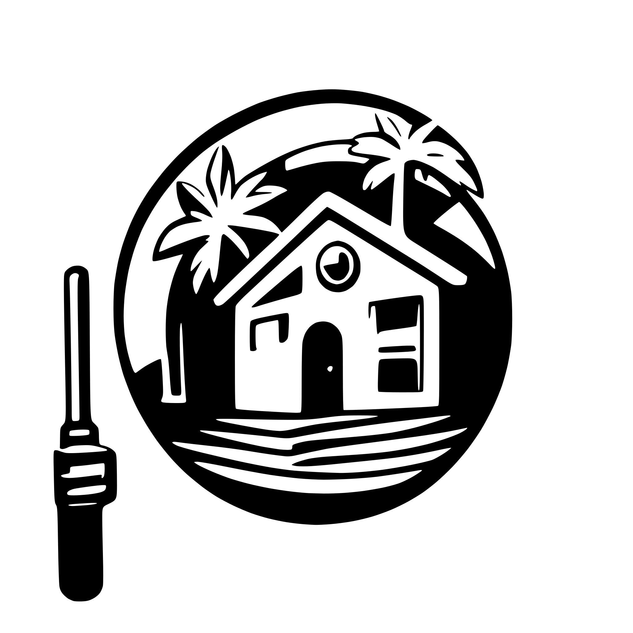 AI-generated SVG of a Property Service, tools, Palm Tree, House, All in one, Handyman, Tools, Sun,