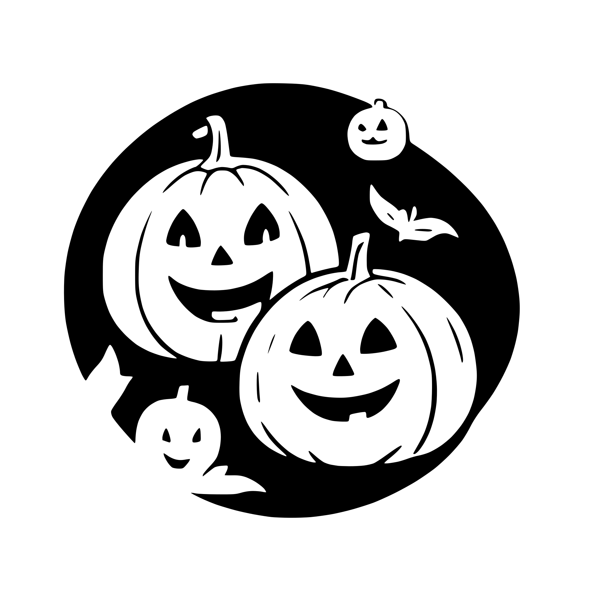 AI-generated SVG of a three funny halloween pumpkins