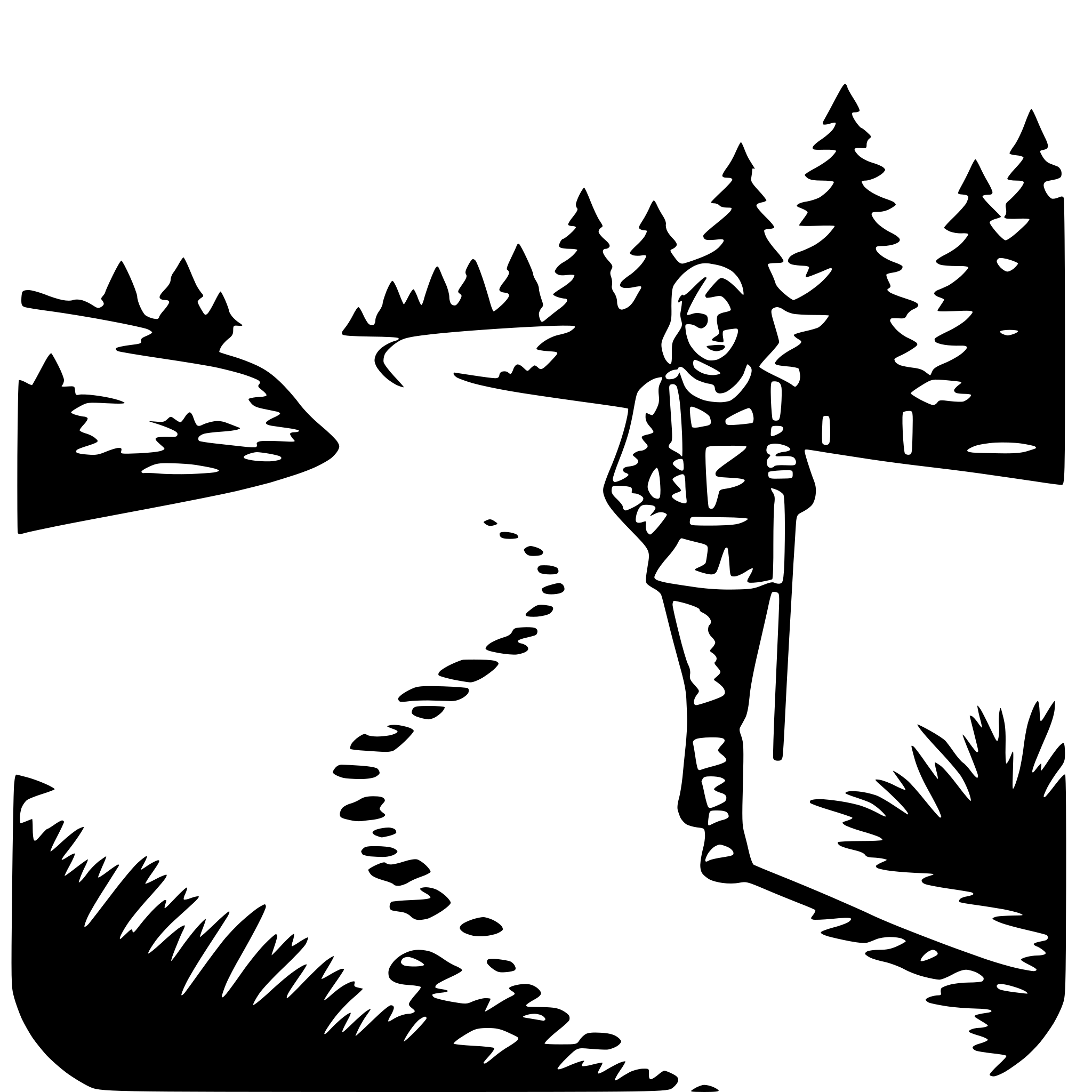 AI-generated SVG of a hiker on trail