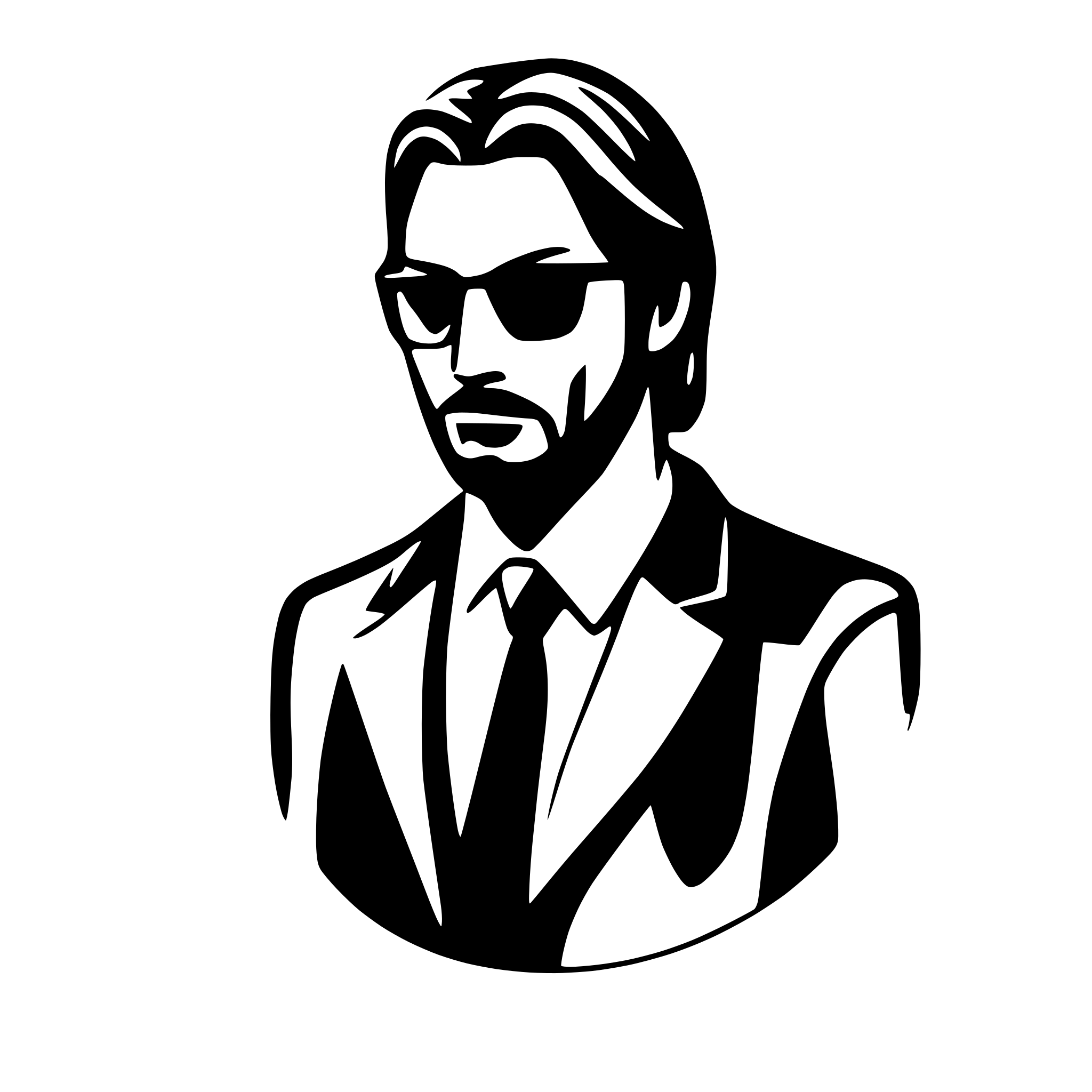AI-generated SVG of 'generate John Wick one icon or svg for genres in movie and serial watch site'