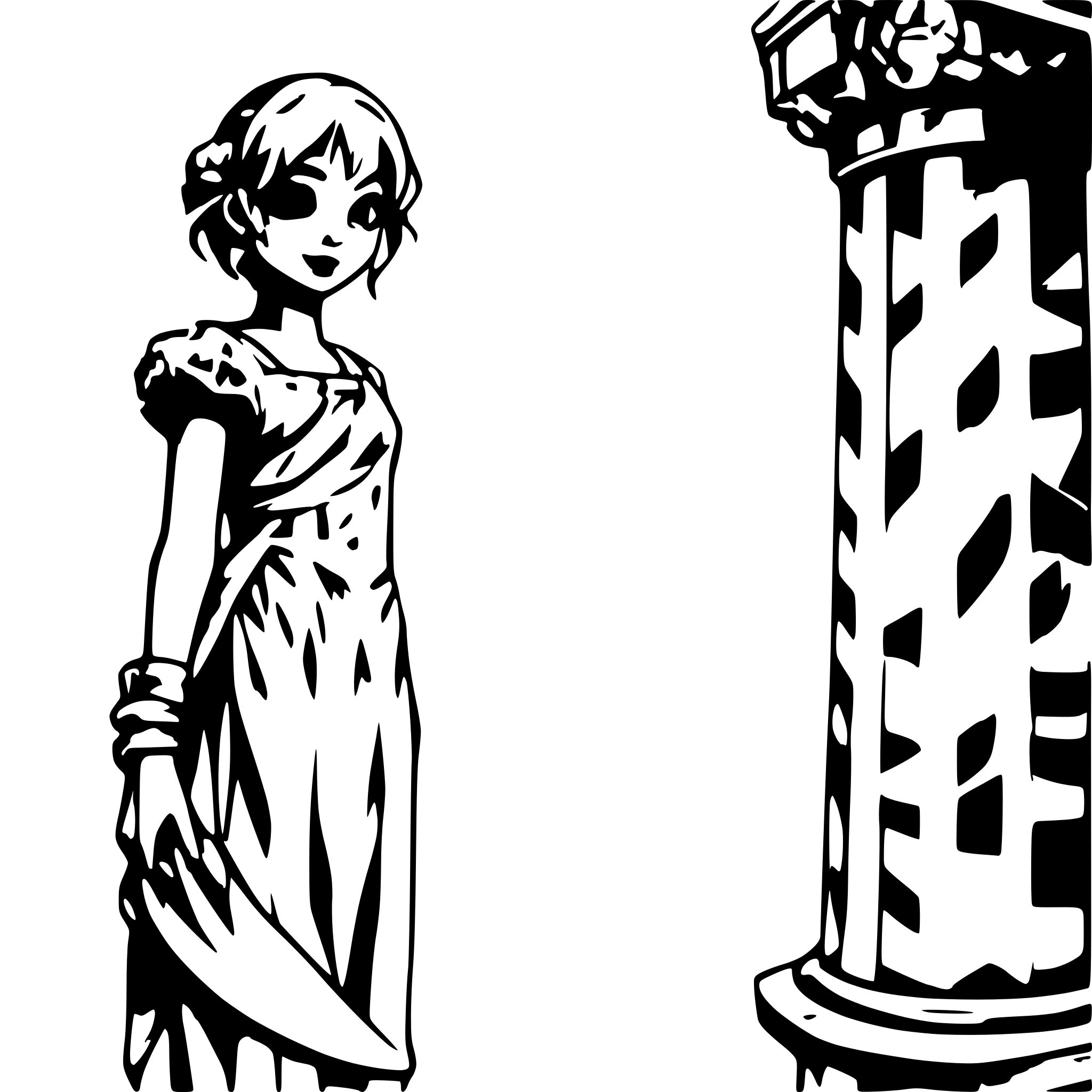 AI-generated SVG of a tall roman column no background