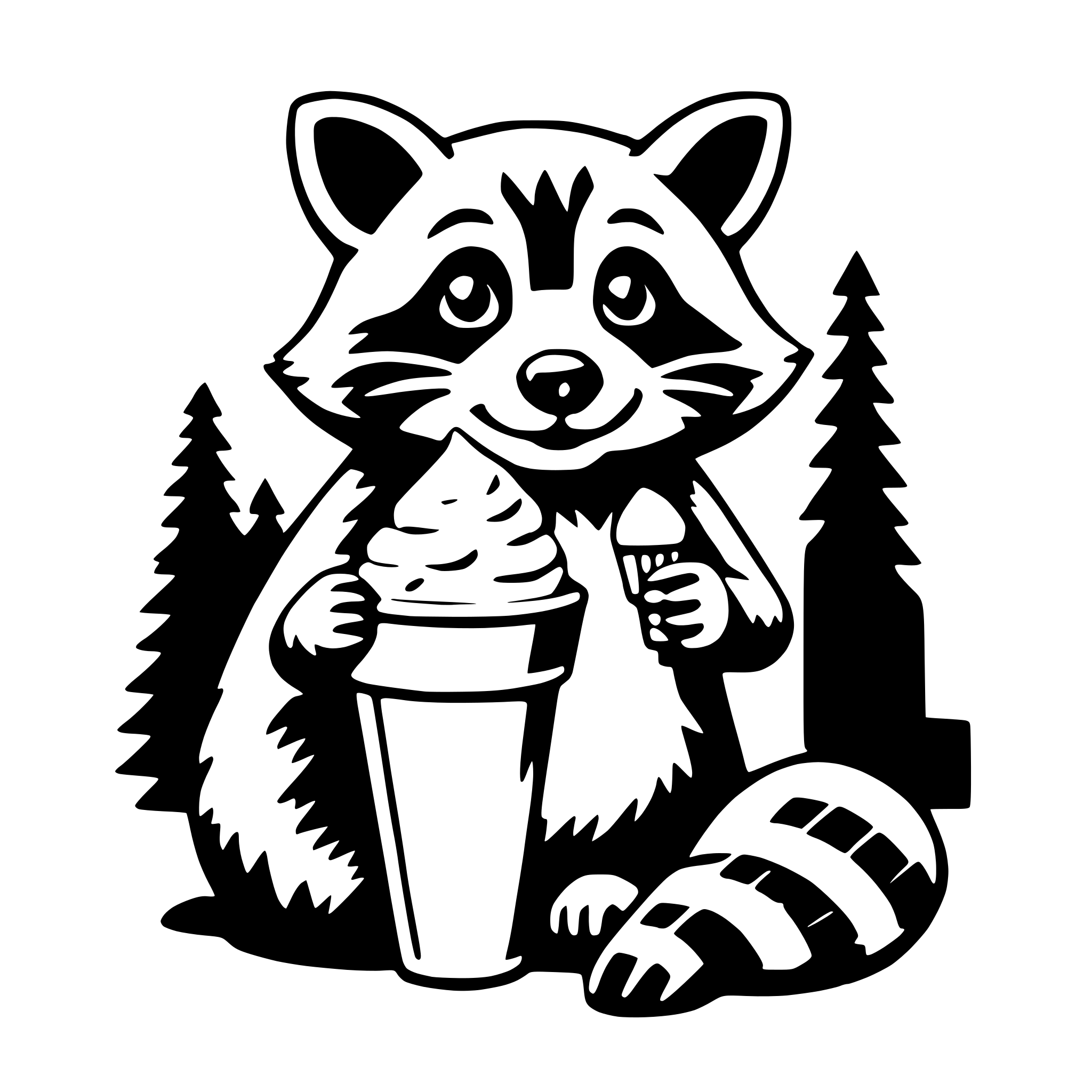 AI-generated SVG of a raccoon with ice cream