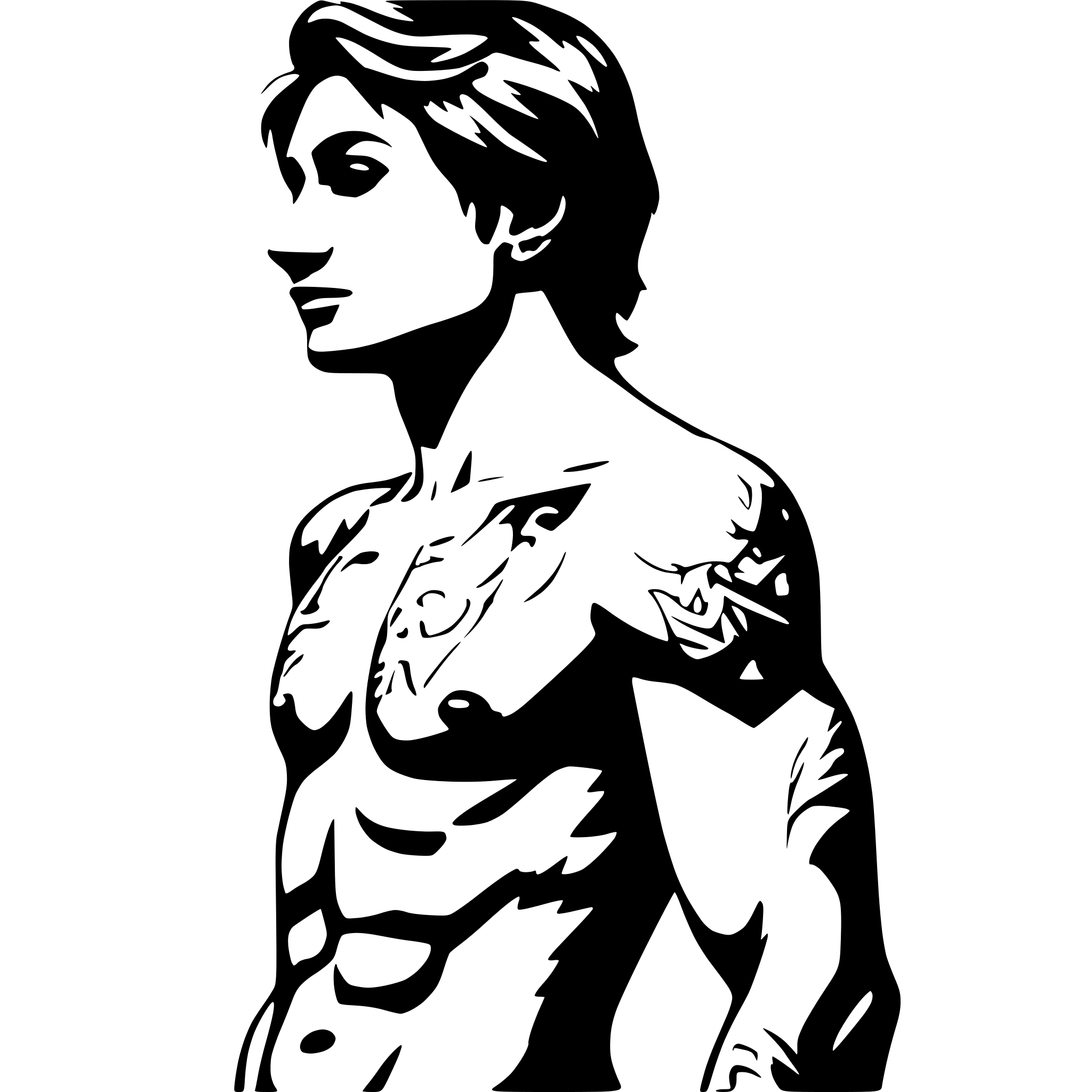 AI-generated SVG of a nude male with tattoos