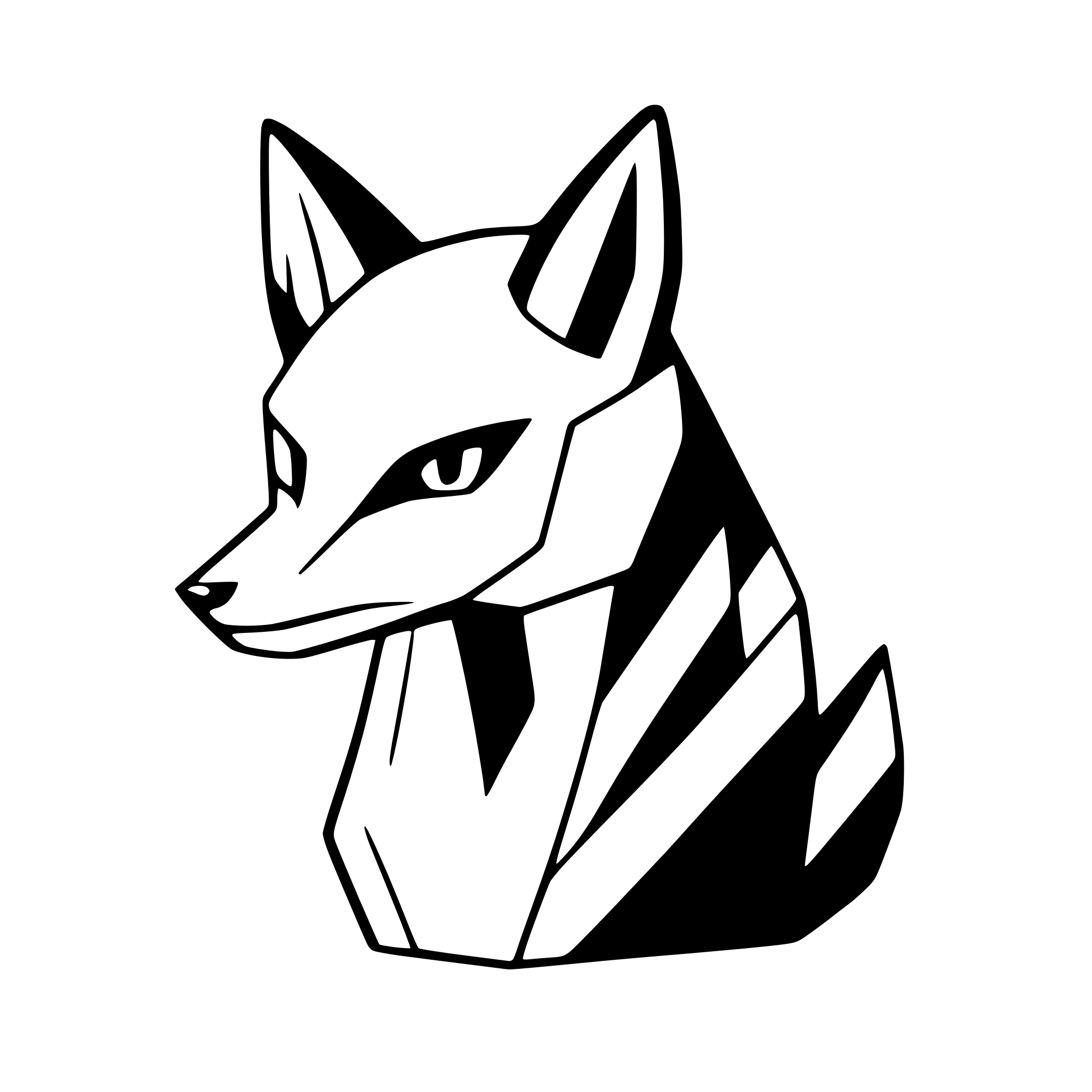 AI-generated SVG of 'geometric fox with sharp lines'