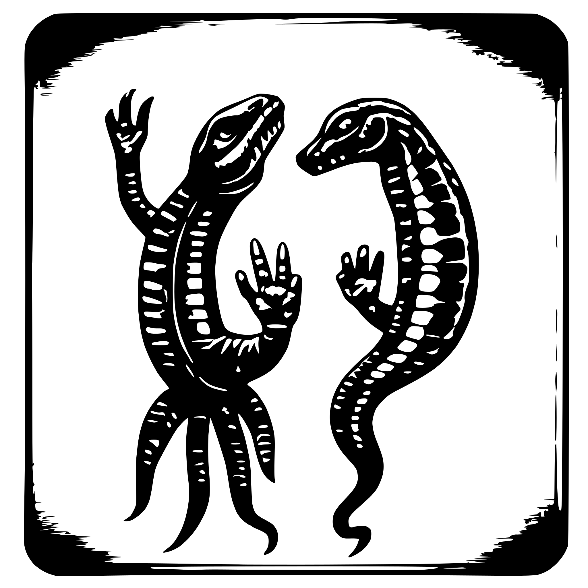 AI-generated SVG of a 1️⃣ A black ink drawing of an animal with four legs and two eyes, resembling the shape of a lizard or snake, with long arms reaching out to touch each other on both sides of its body. The creature has three fingers per hand, with the middle finger being larger than the others. It also features sharp claws on top of its head, in the style of Jean Jullien. --ar 21:26 AI-generated SVG of a 1️⃣ A black ink drawing of an animal with four legs and two eyes, resembling the shape of a lizard or snake, with long arms reaching out to touch each other on both sides of its body. The creature has three fingers per hand, with the middle finger being larger than the others. It also features sharp claws on top of its head, in the style of Jean Jullien. --ar 21:26