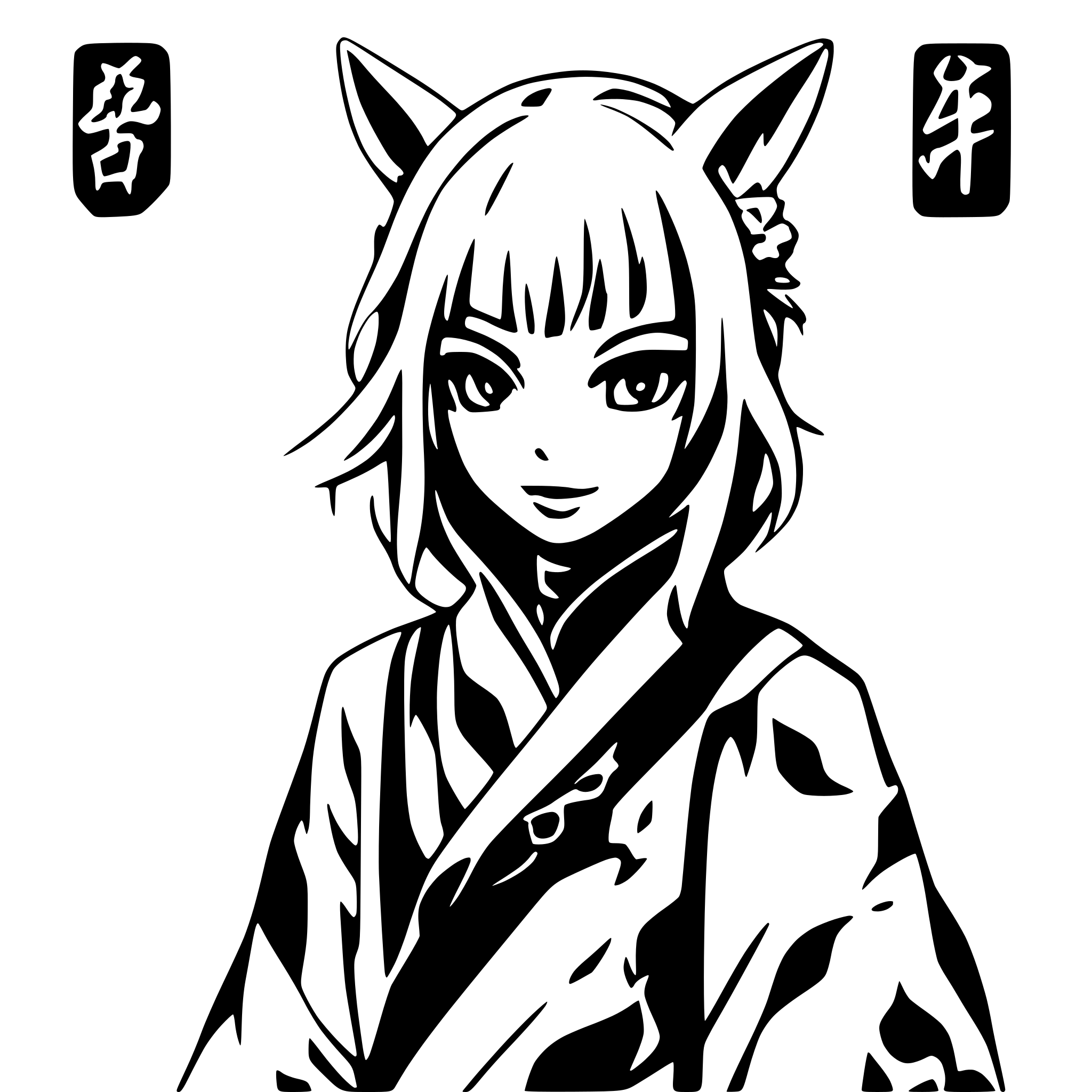 AI-generated SVG of a Kabuki-kitsune dark ninja