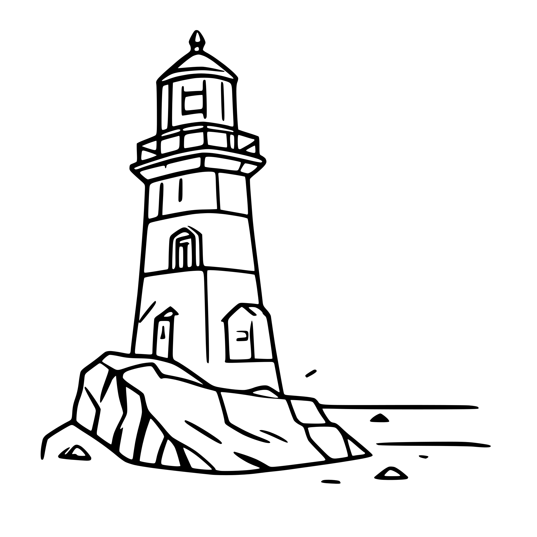 AI-generated SVG of 'lighthouse sitting on a rocky shoreline'