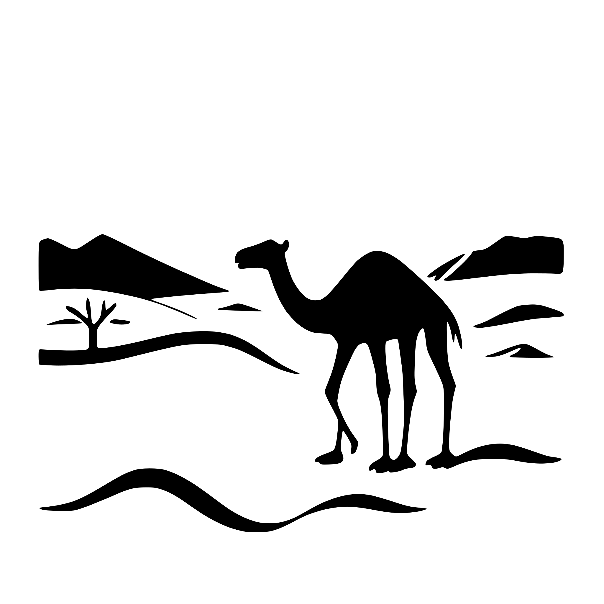 AI-generated SVG of 'camel walking across desert'