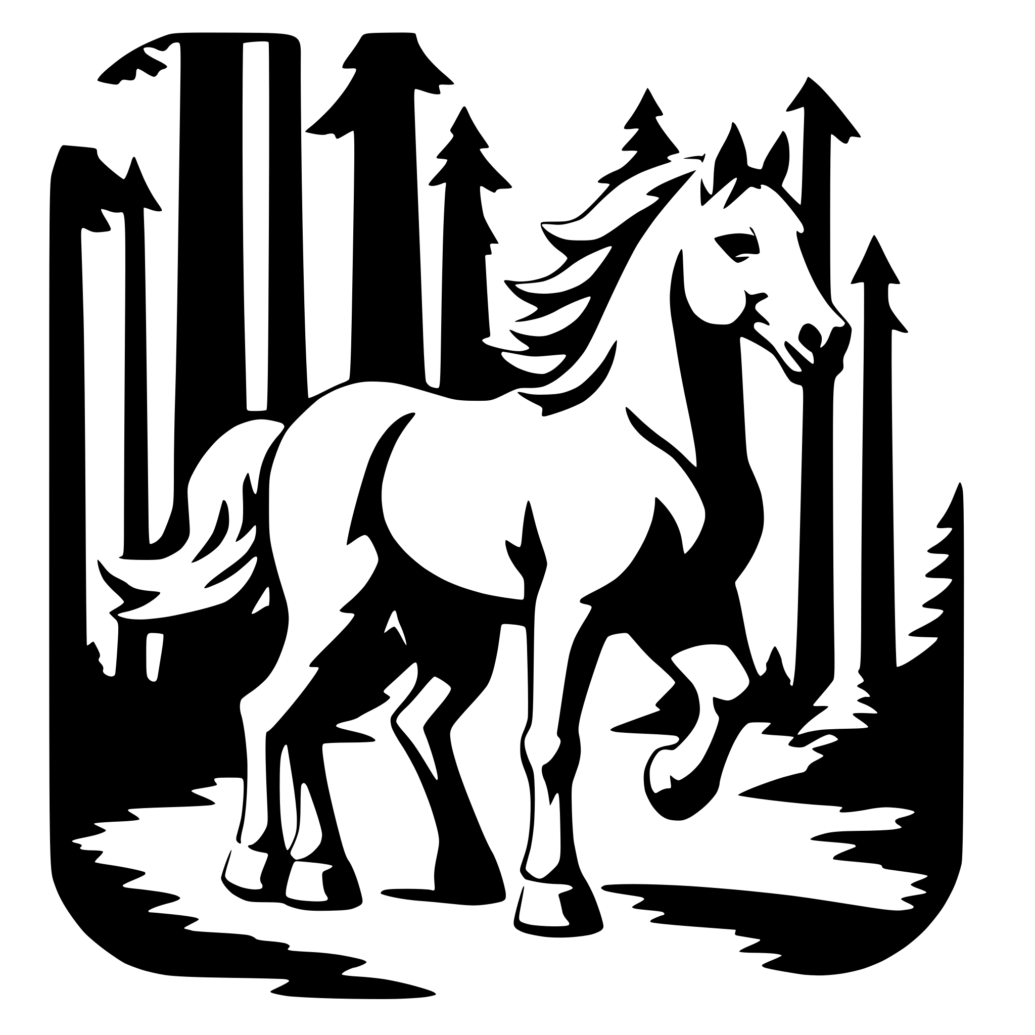 AI-generated SVG of a pegasus in forest