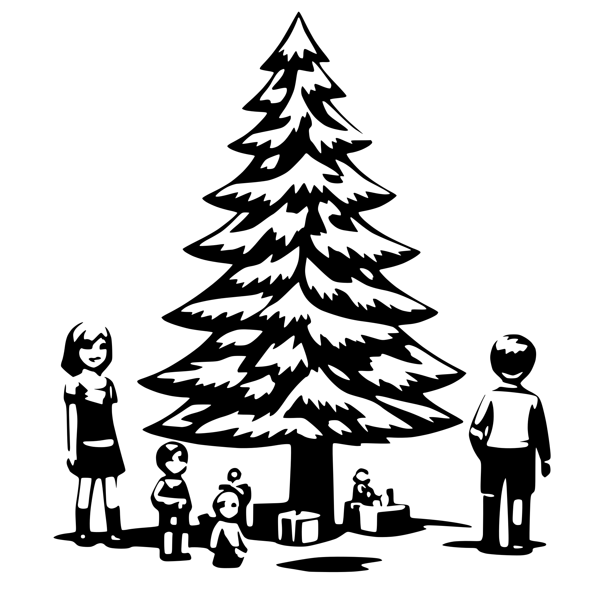 AI-generated SVG of 'christmas tree with childrens around'