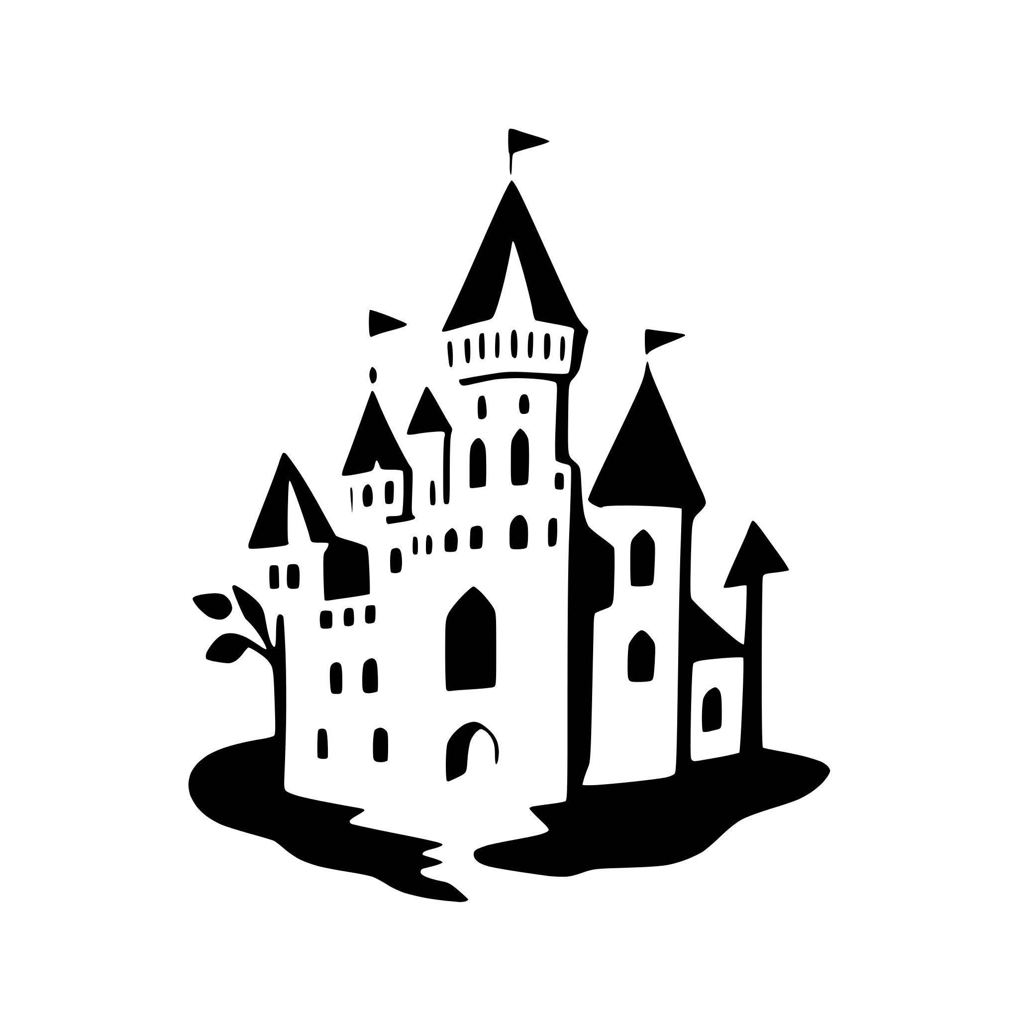 AI-generated SVG of a fairytale castle with flags