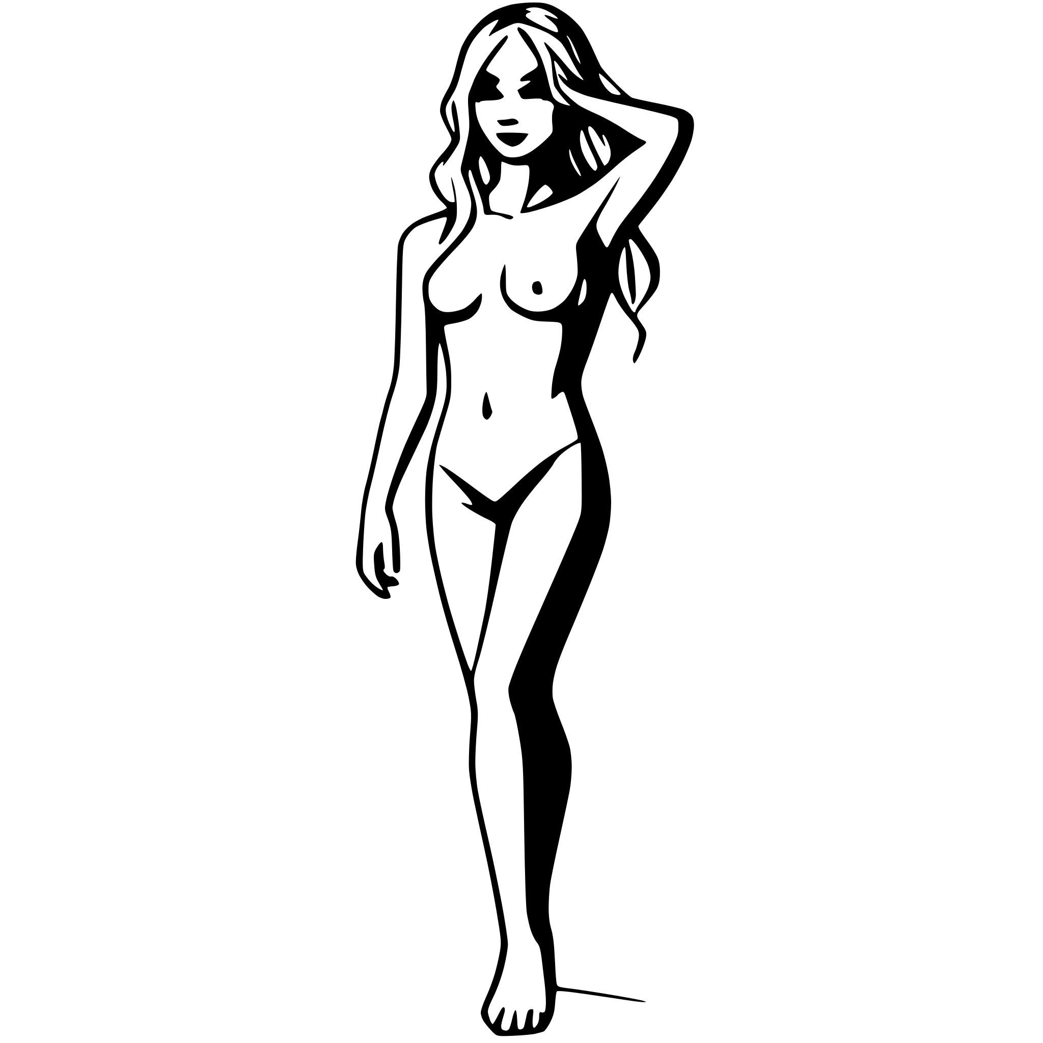 AI-generated SVG of a black and white female nude body