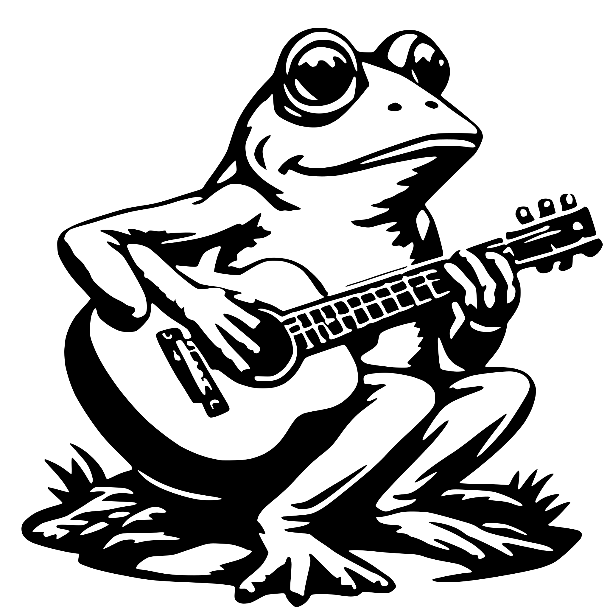 AI-generated SVG of a frog playing guitar