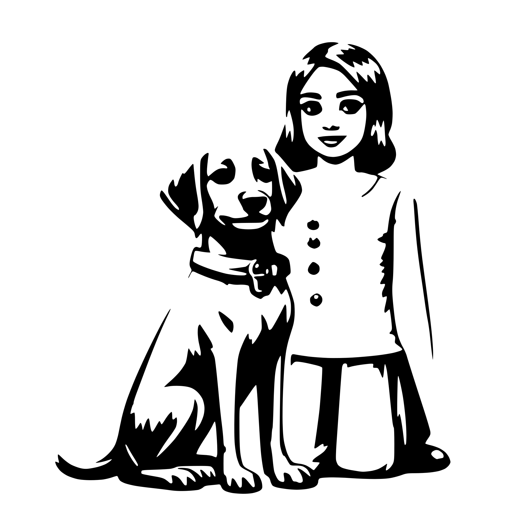 AI-generated SVG of 'girl width a dog'