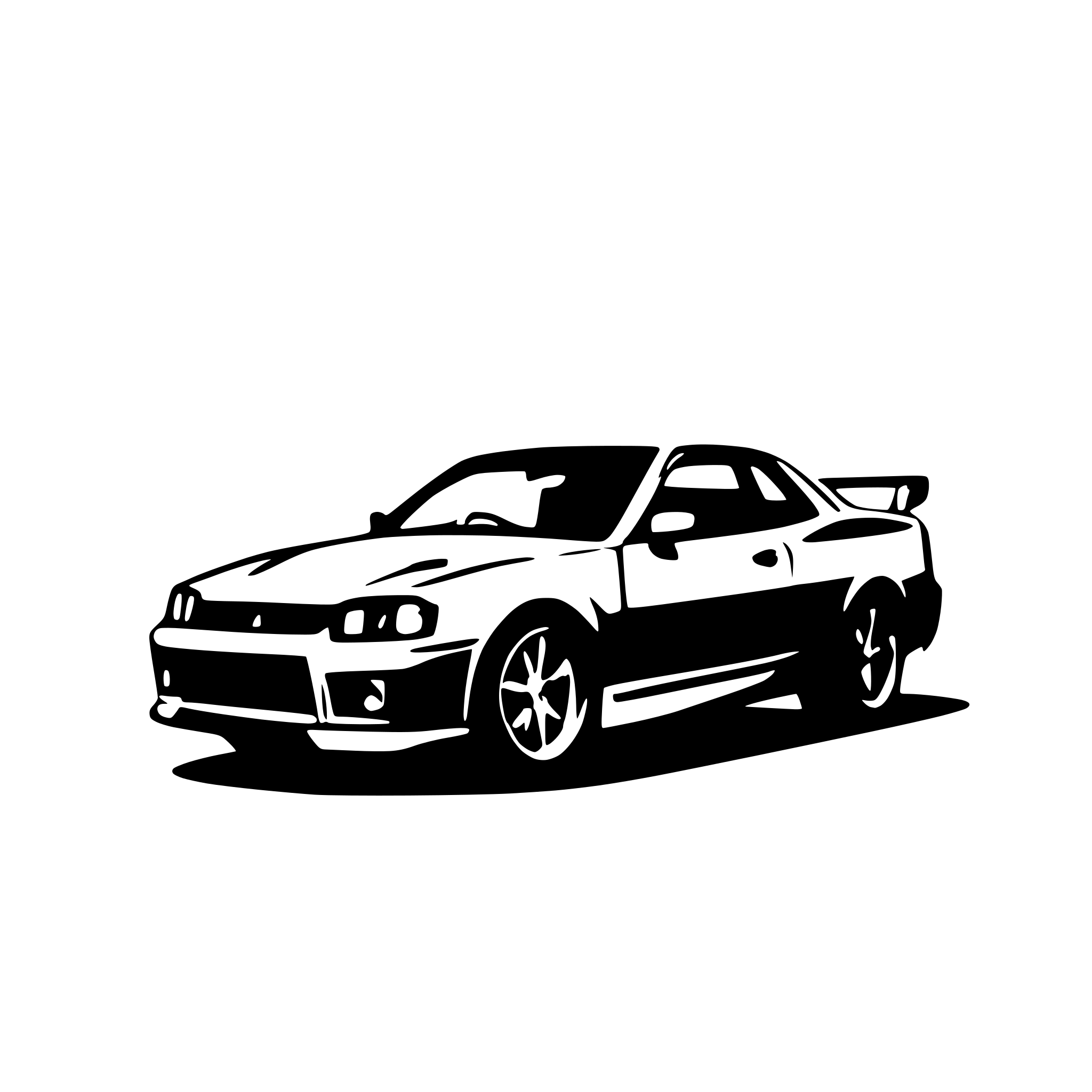 AI-generated SVG of a Nissan Skyline as a drawing to color in. Without Logos.