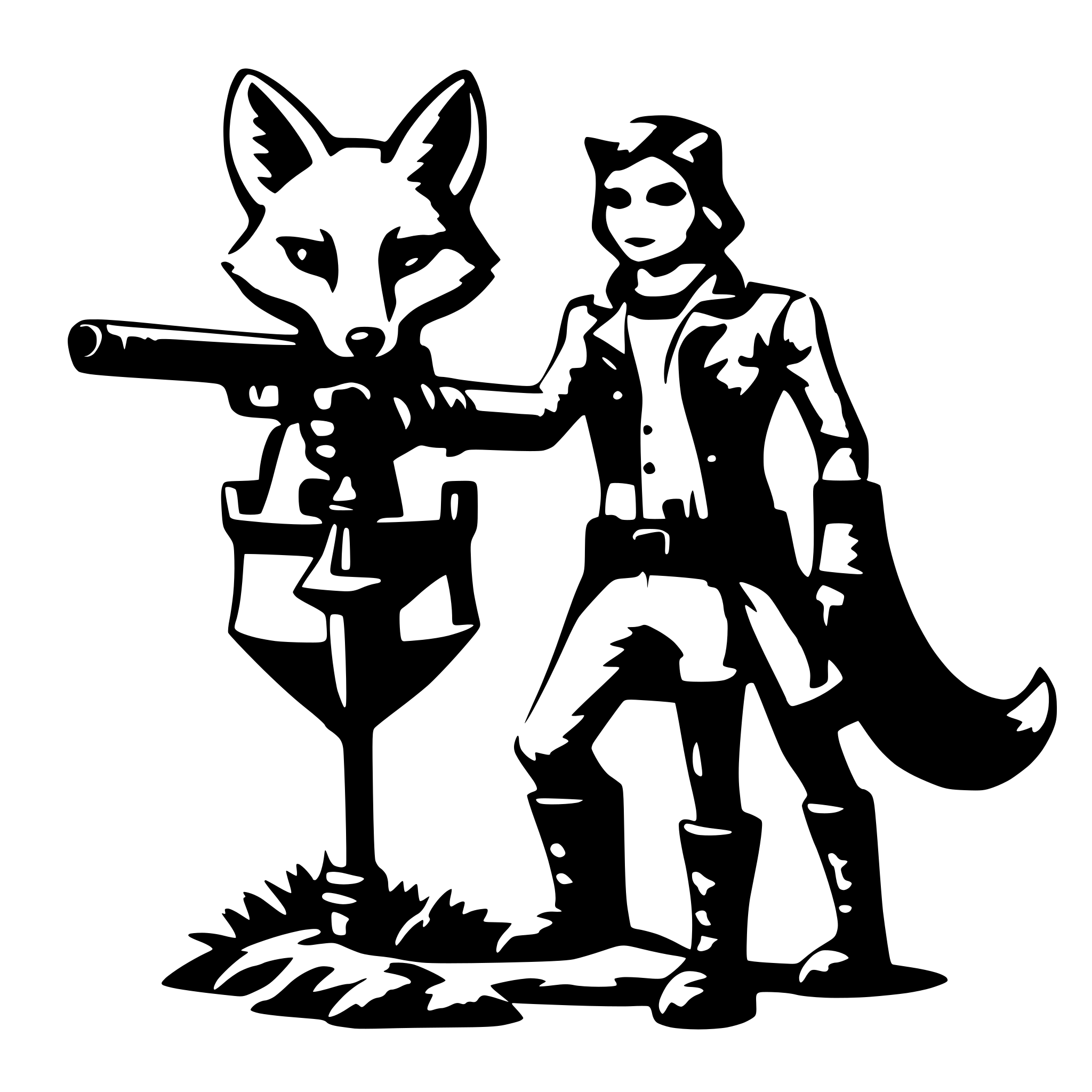 AI-generated SVG of a fox with a gun