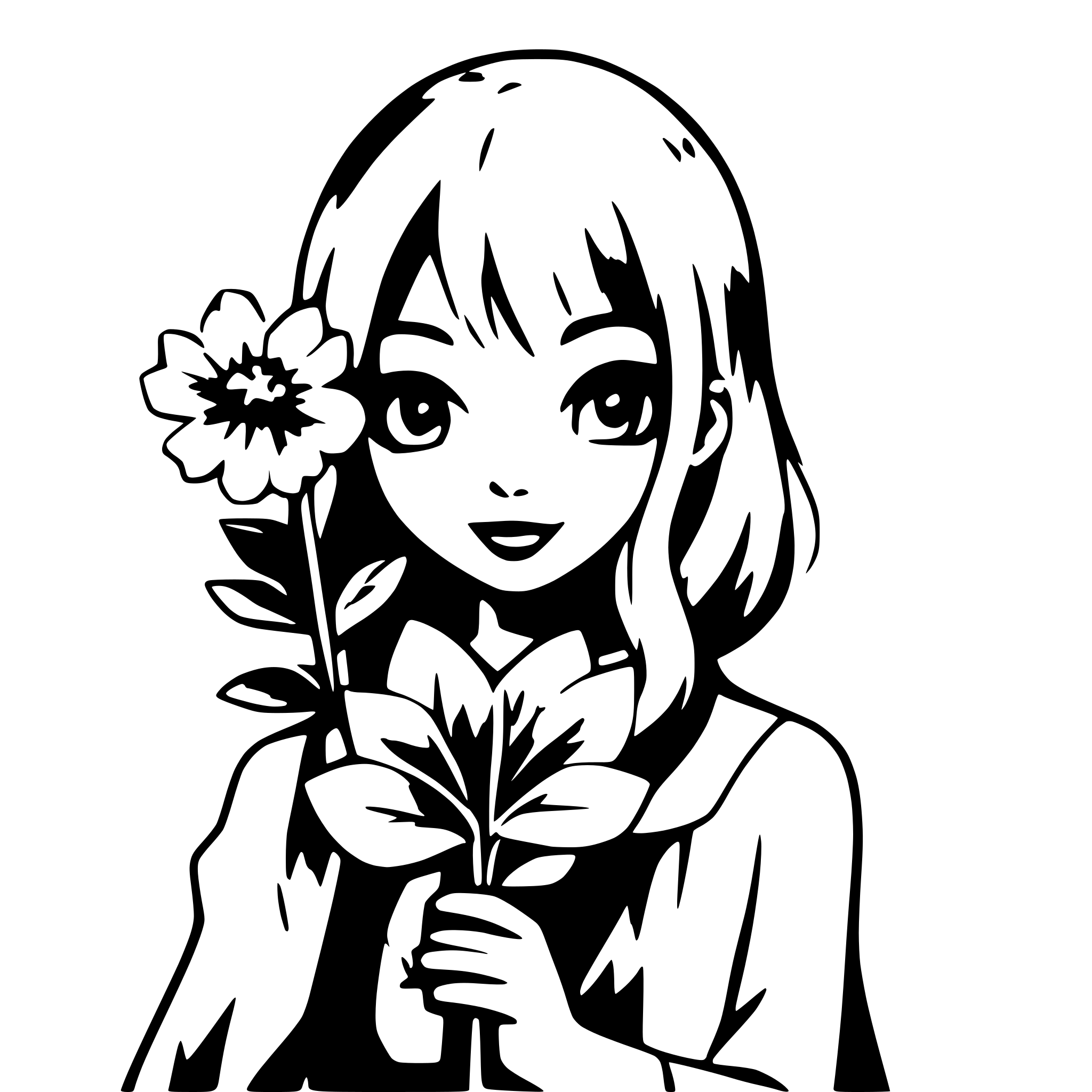 AI-generated SVG of 'girl with flower'