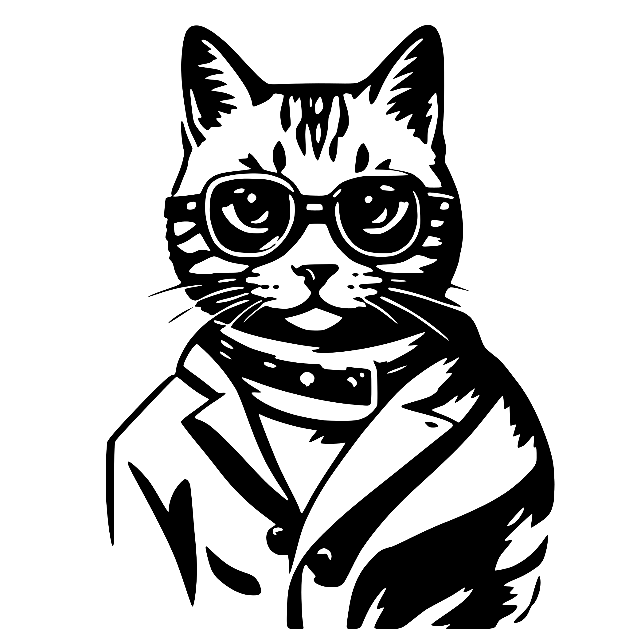 AI-generated SVG of 'Generate smart cat in glasses'