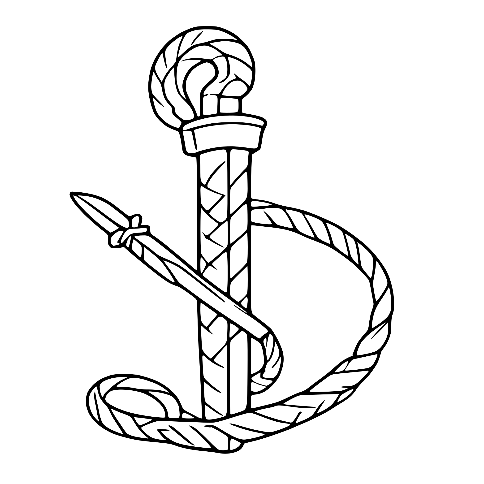 AI-generated SVG of 'snake coiled around dagger'