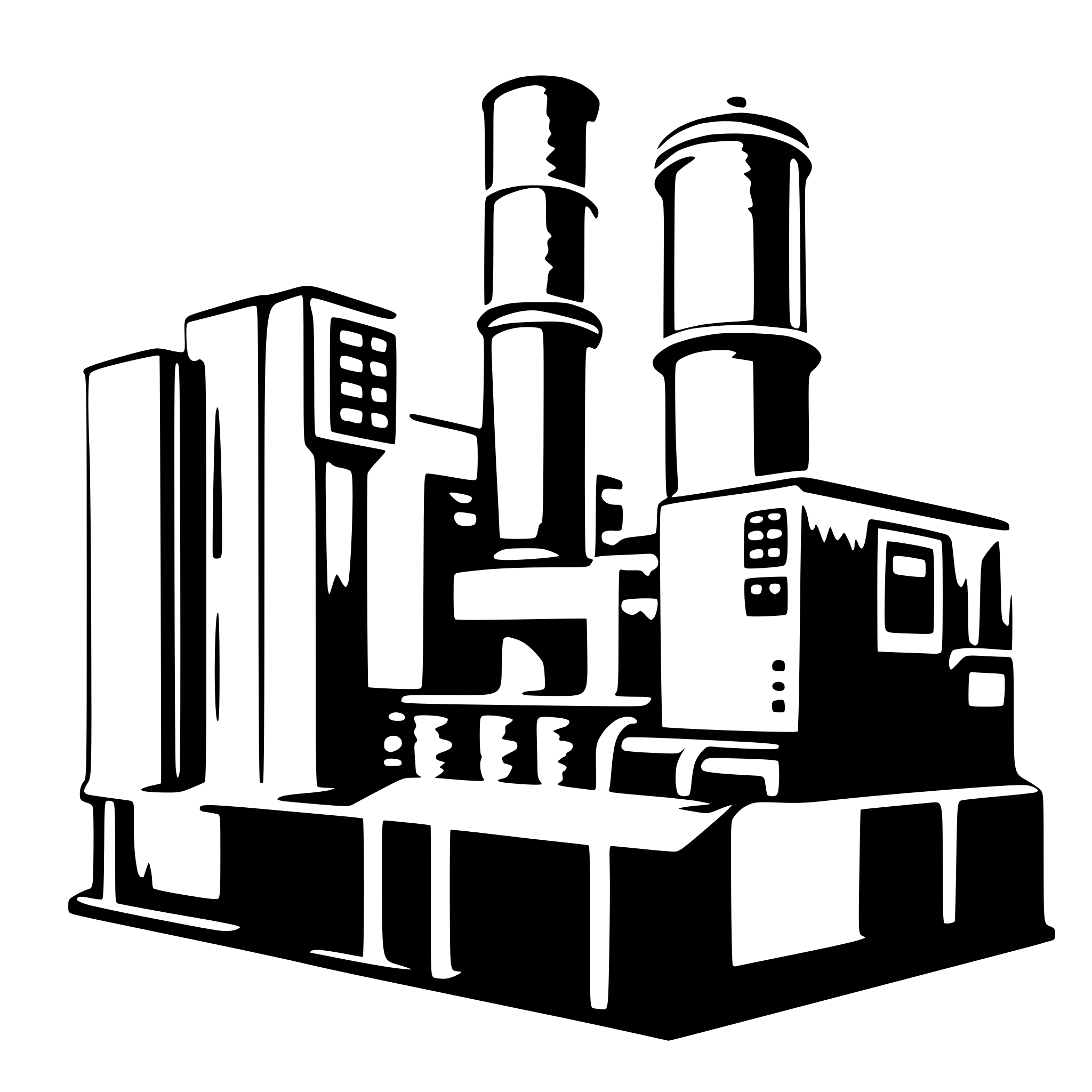 AI-generated SVG of 'a factory processing some data'