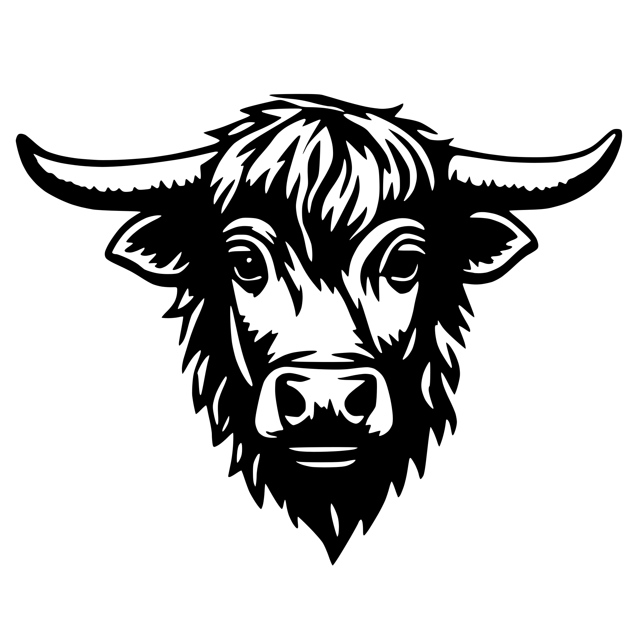 AI-generated SVG of a leather patch of highland cow