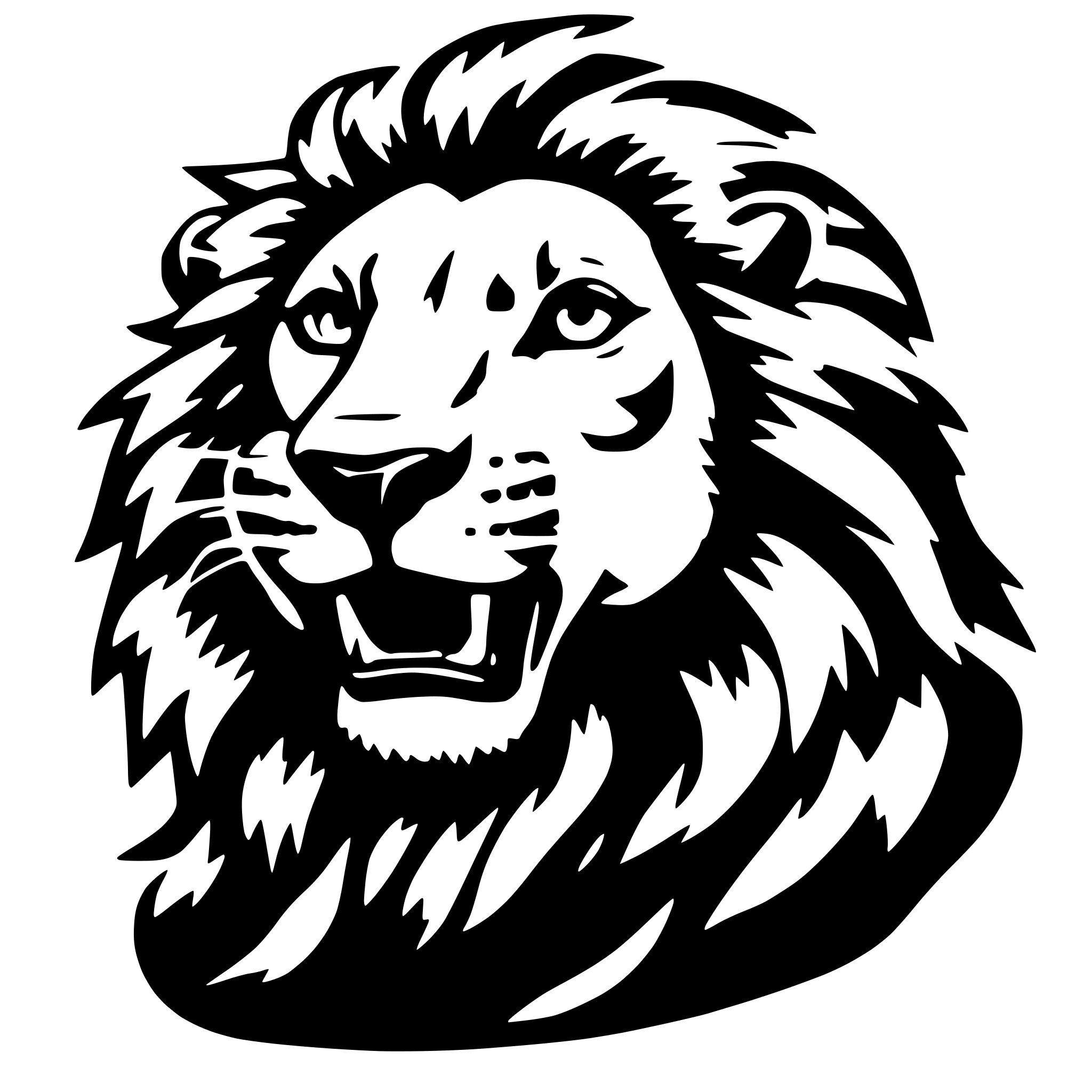 AI-generated SVG of 'Lion roaring with bravery'