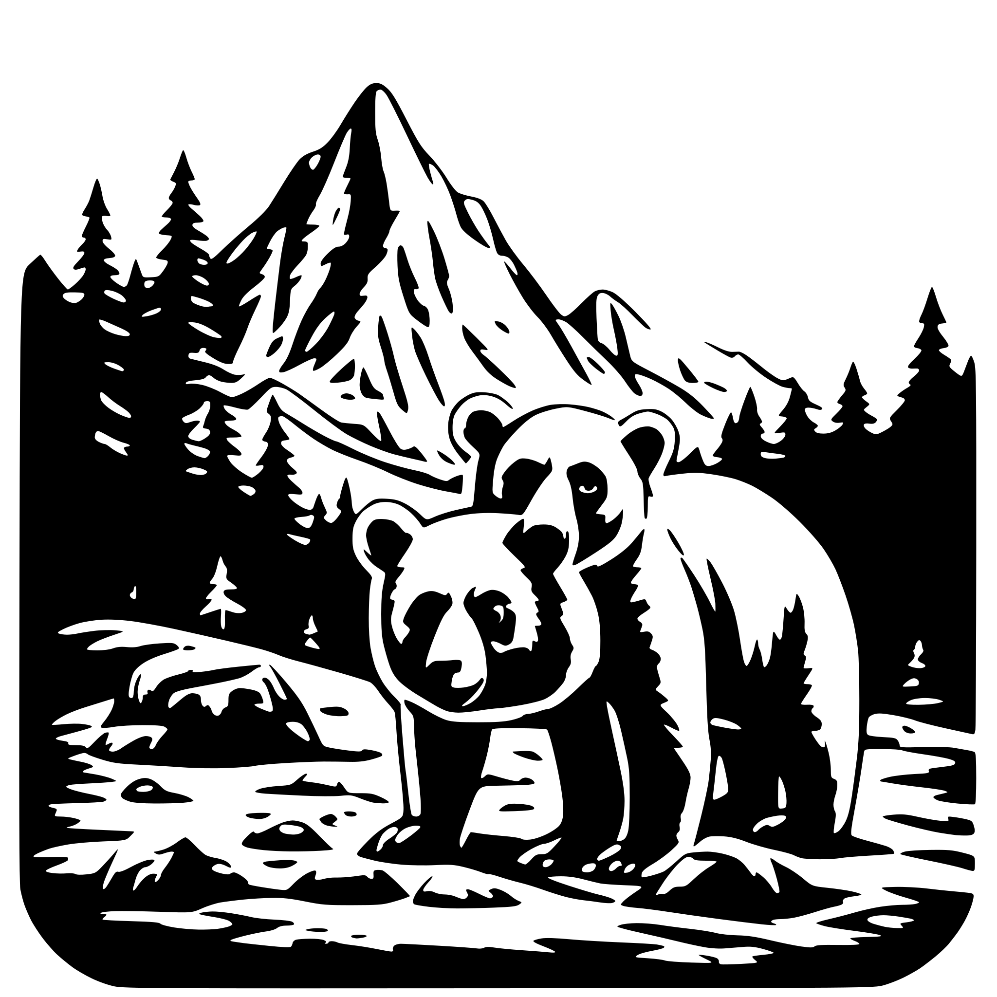 AI-generated SVG of a bear mountains forest moon cubs