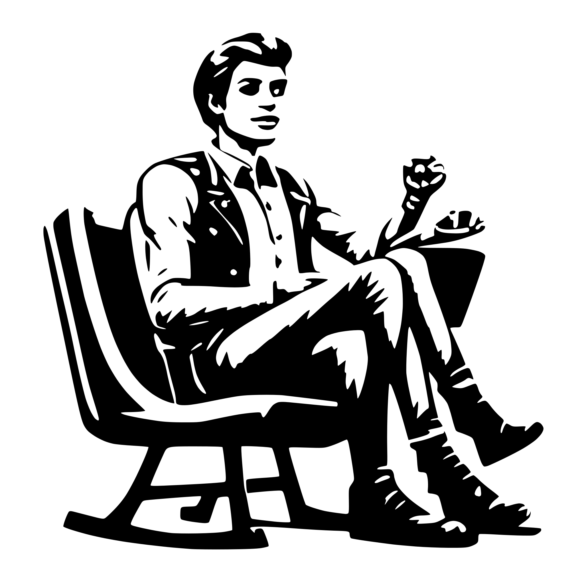 AI-generated SVG of a time productivity man on the rocker