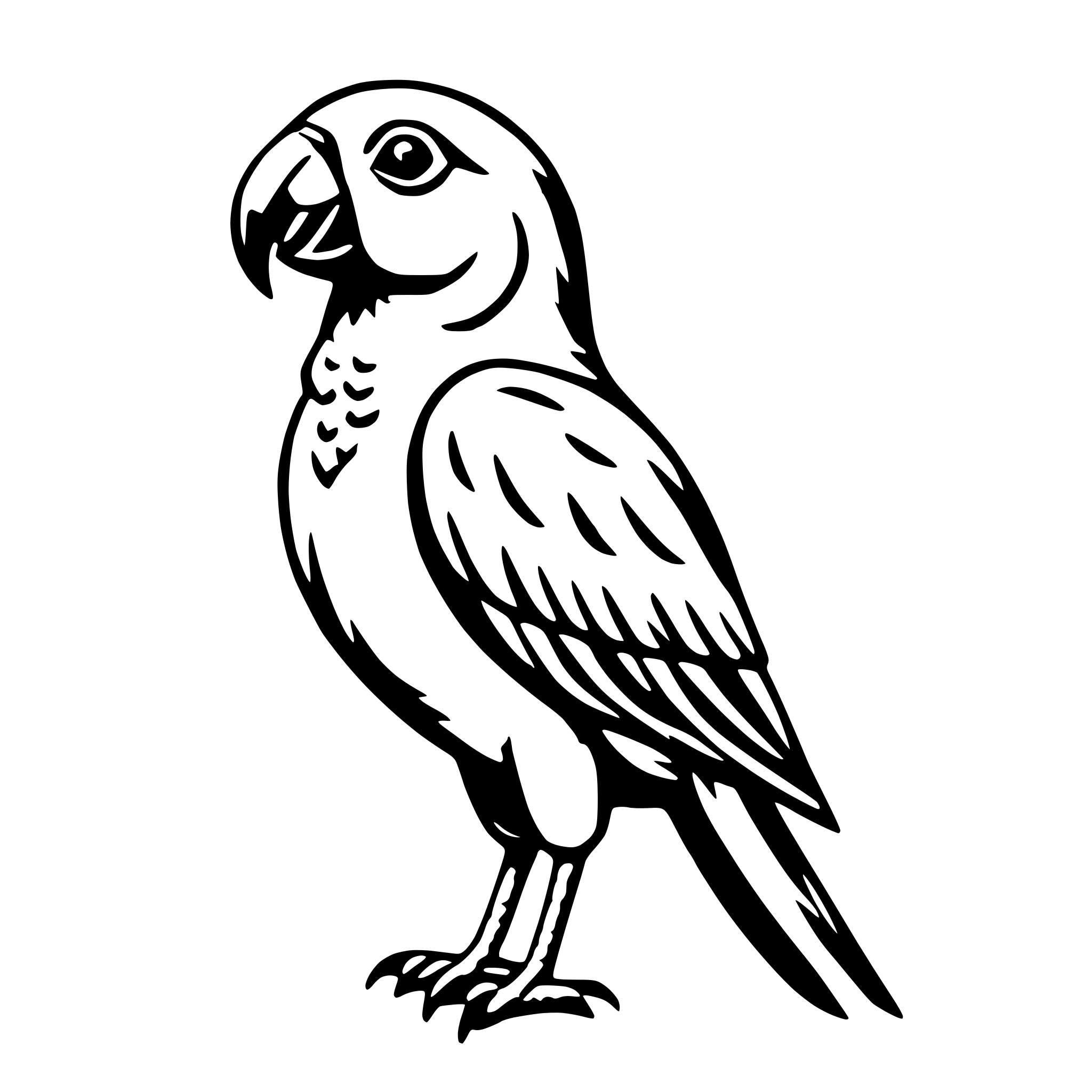 AI-generated SVG of 'parrot with paintbrush'
