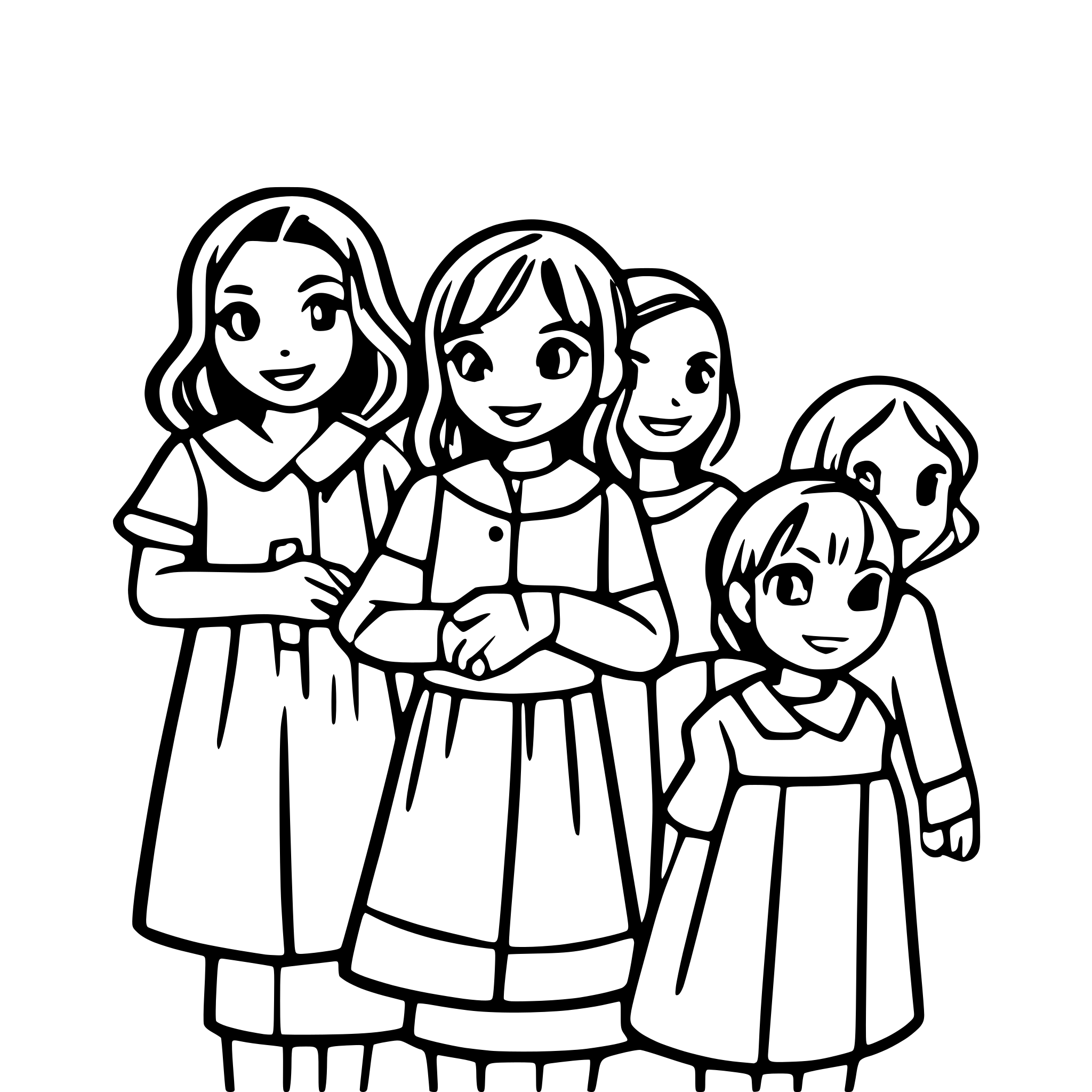 AI-generated SVG of a educator with  8 children holding hands