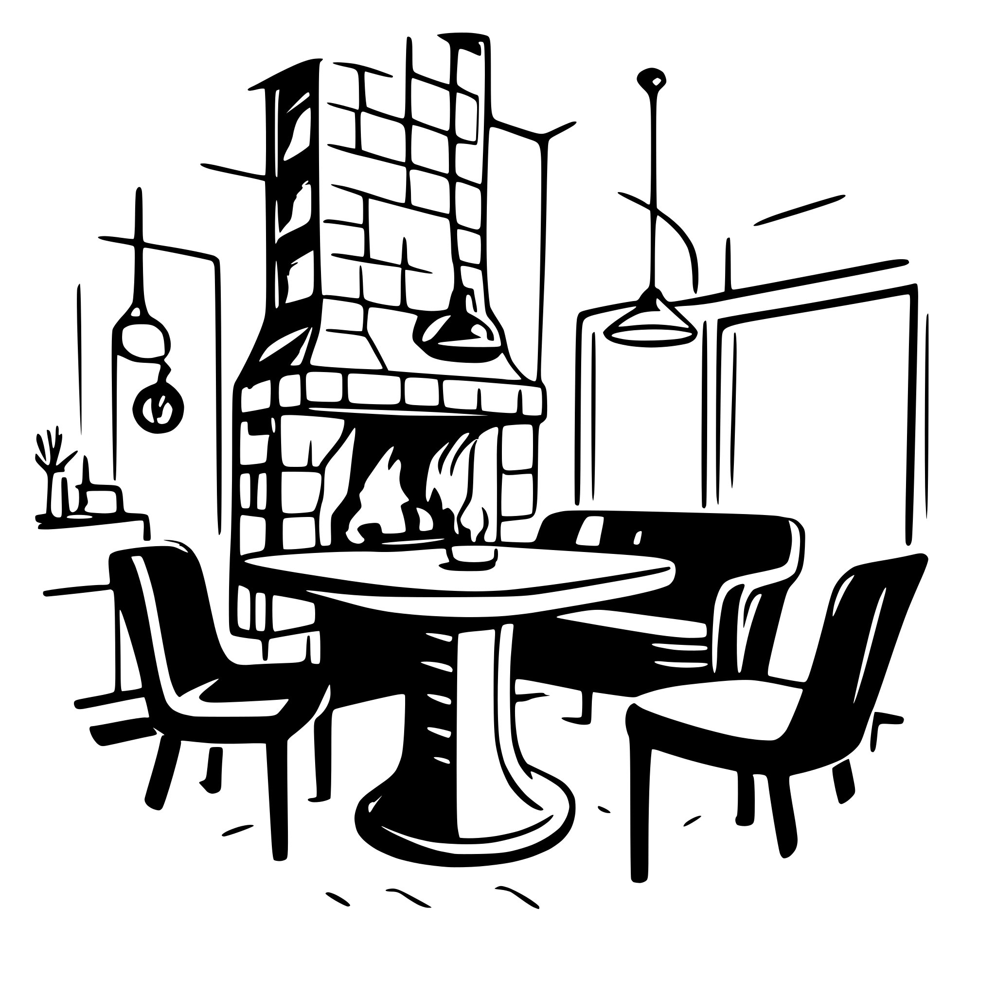 AI-generated SVG of a A detailed yet minimalistic image of a hearth inside a cozy restaurant AI-generated SVG of a A detailed yet minimalistic image of a hearth inside a cozy restaurant