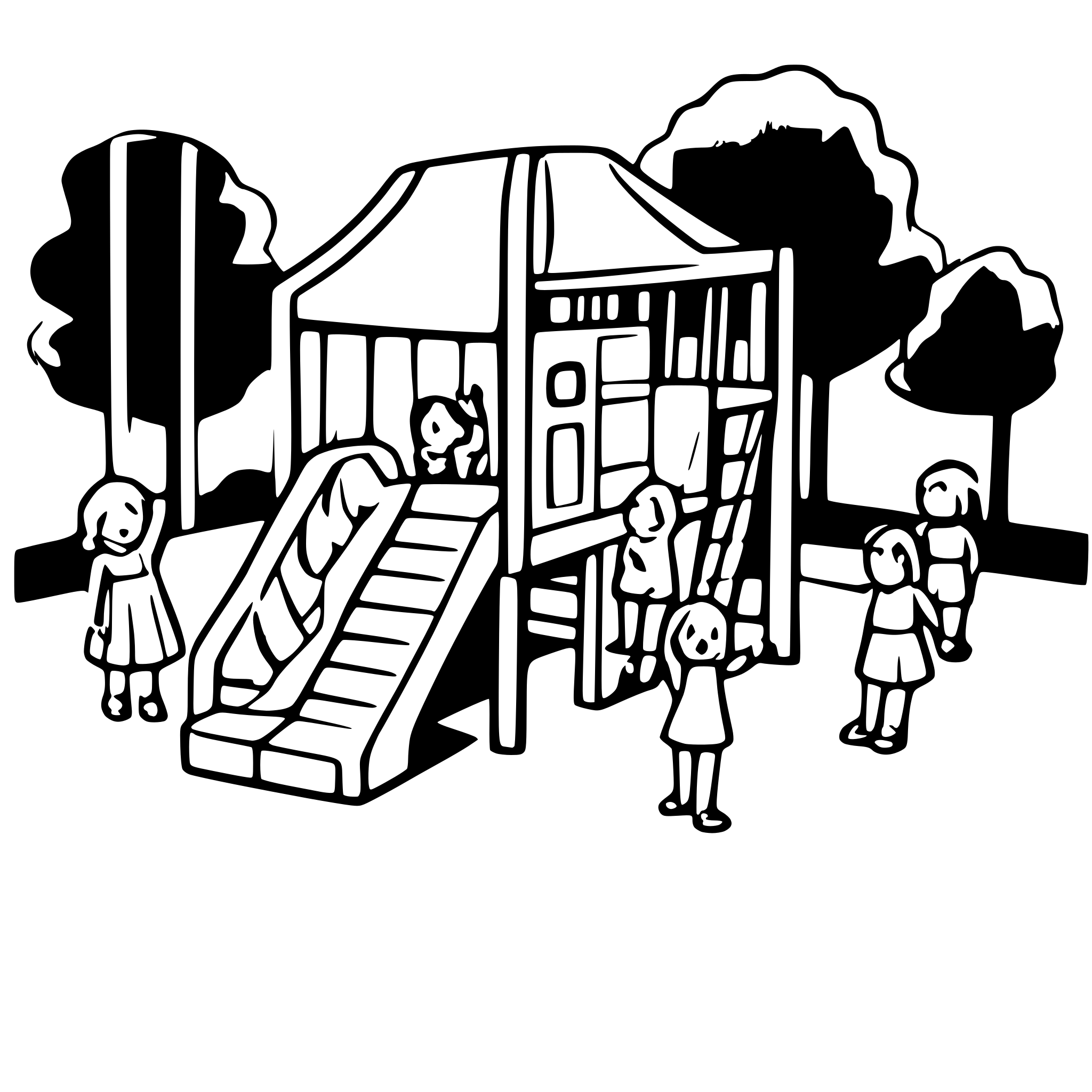 AI-generated SVG of 'playground with many children'