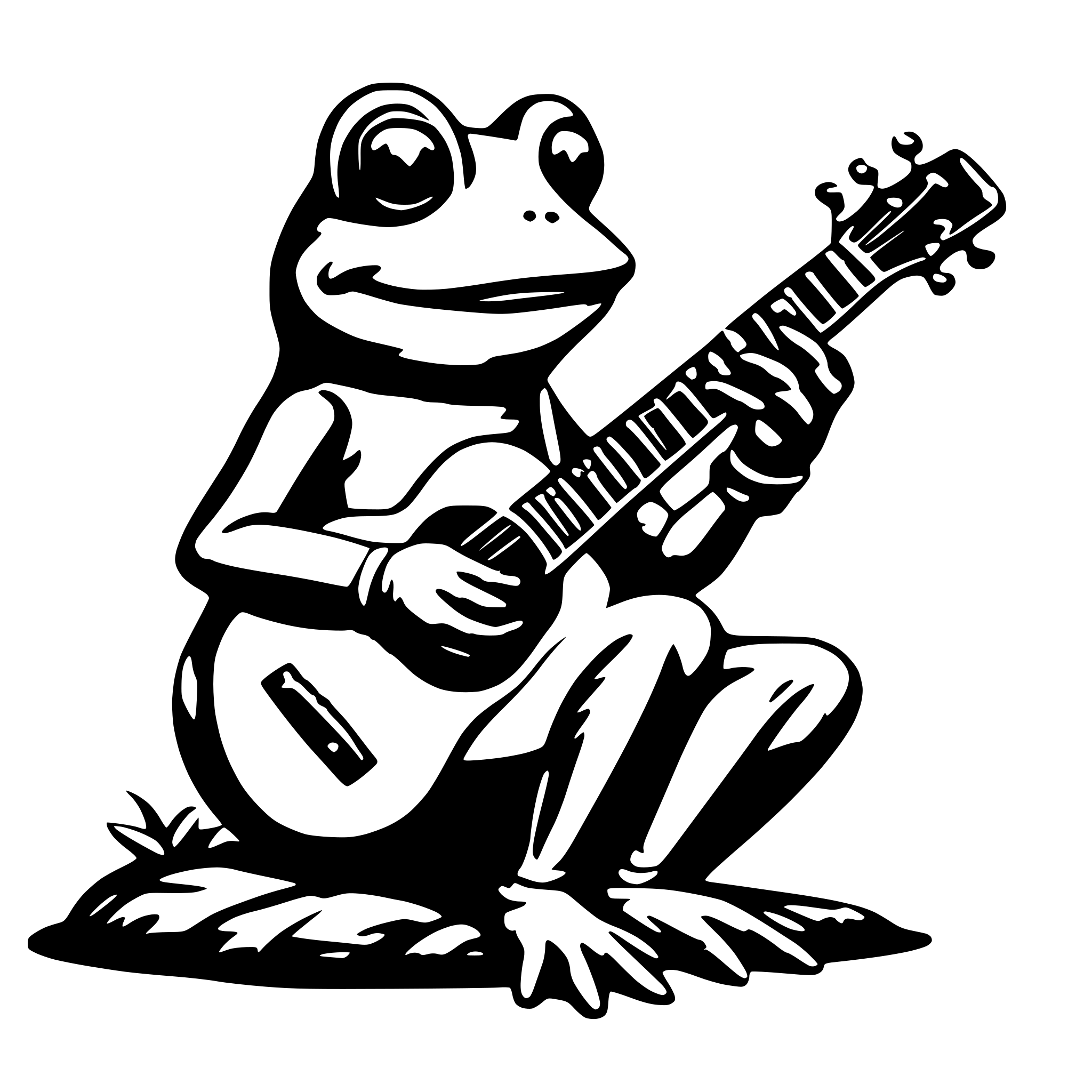 AI-generated SVG of a frog playing guitar