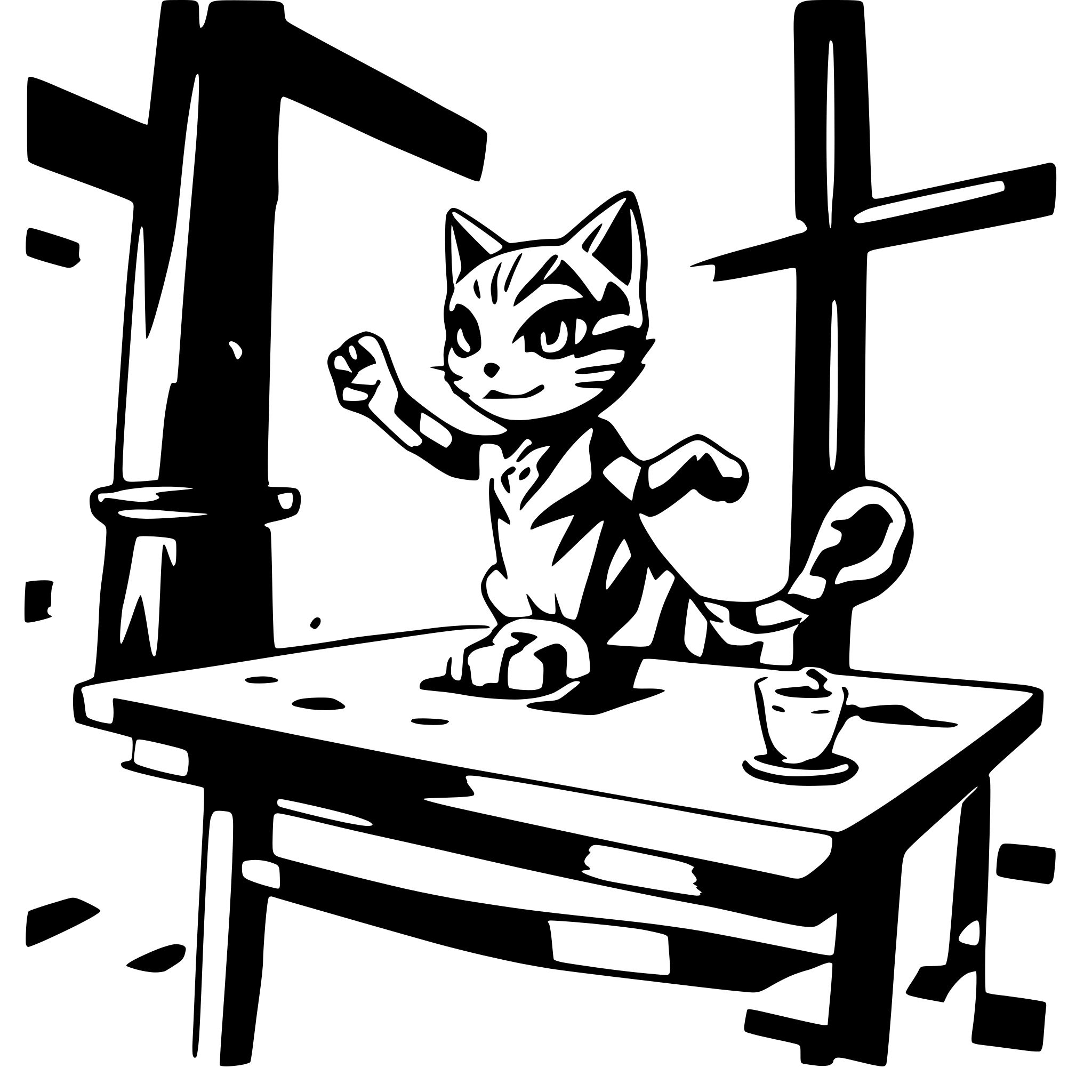 AI-generated SVG of a cat jumping off a table