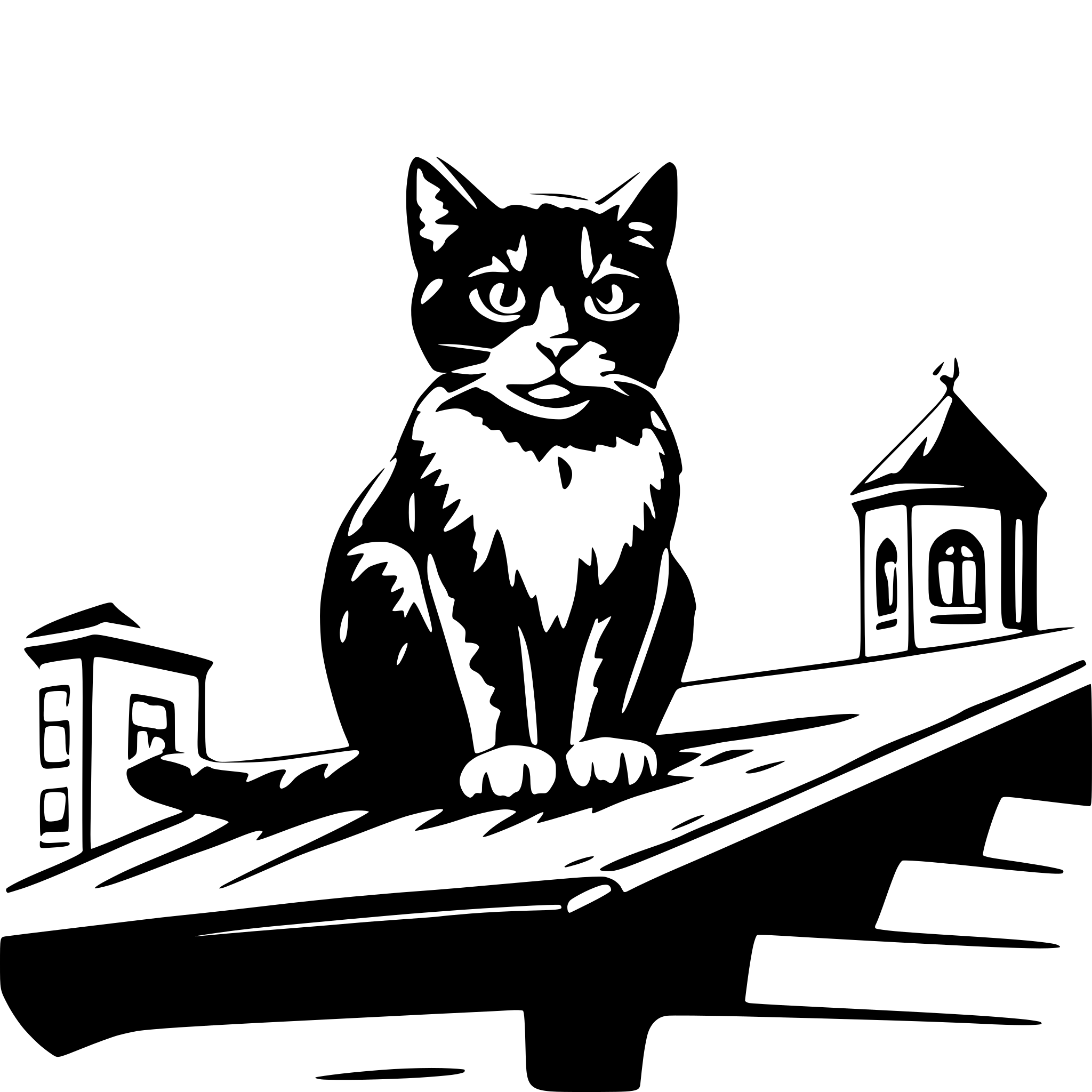 AI-generated SVG of 'cat o a roof'