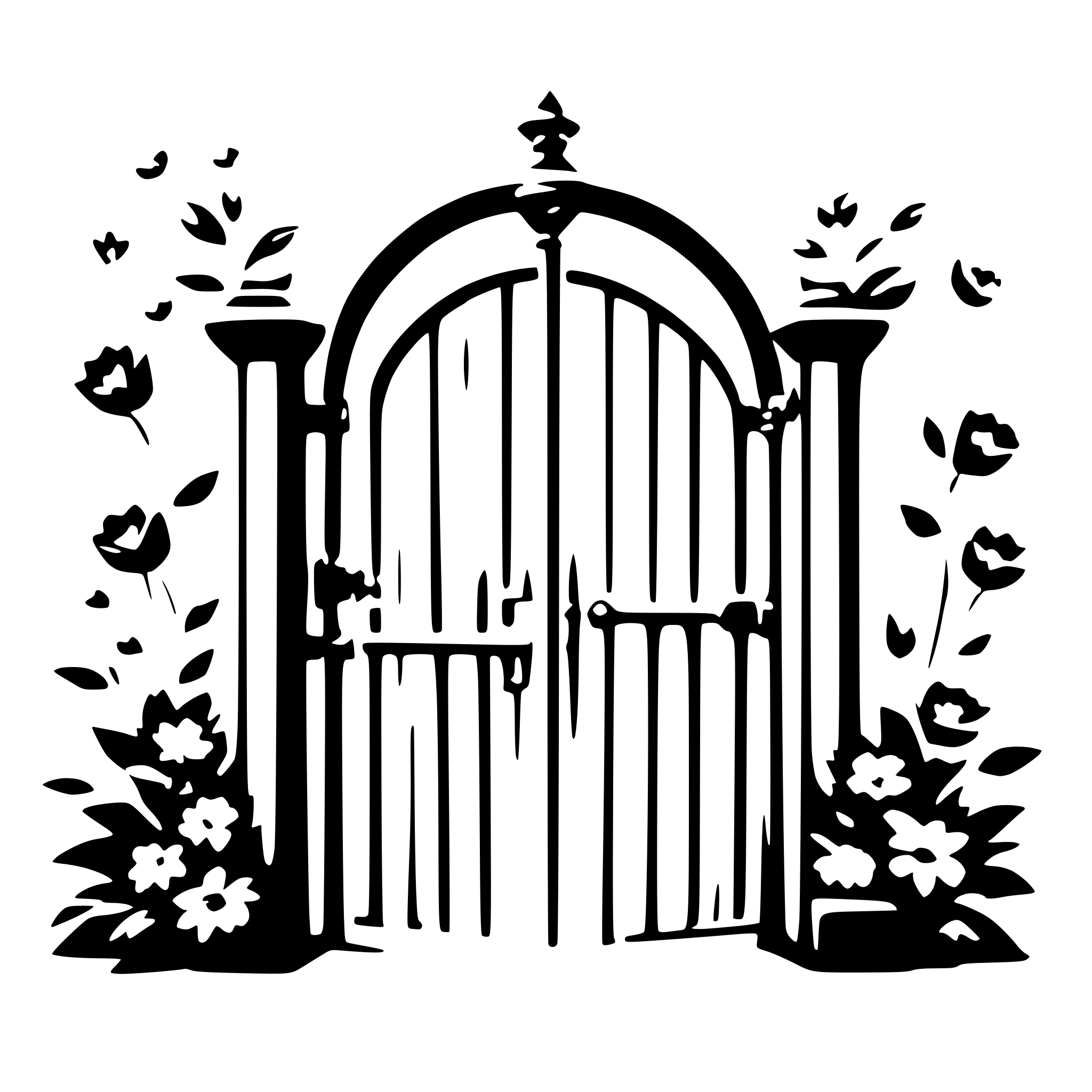 AI-generated SVG of a a romanticopen gate with flower wreaths AI-generated SVG of a a romanticopen gate with flower wreaths
