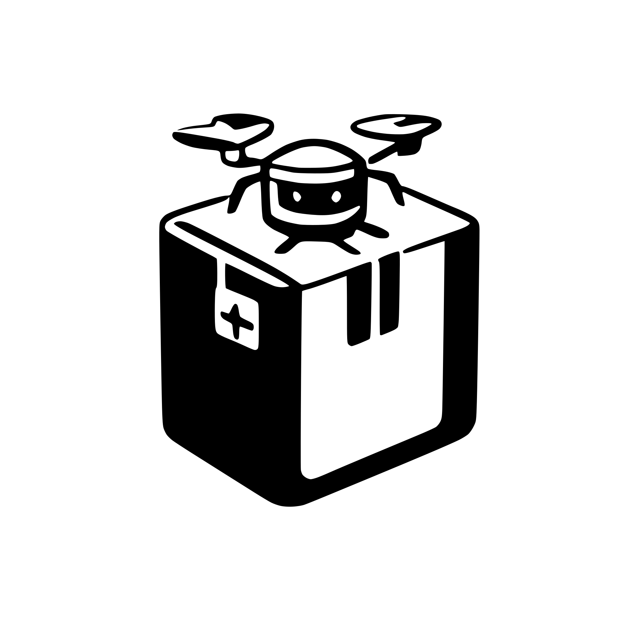 AI-generated SVG of a drone coming out a box