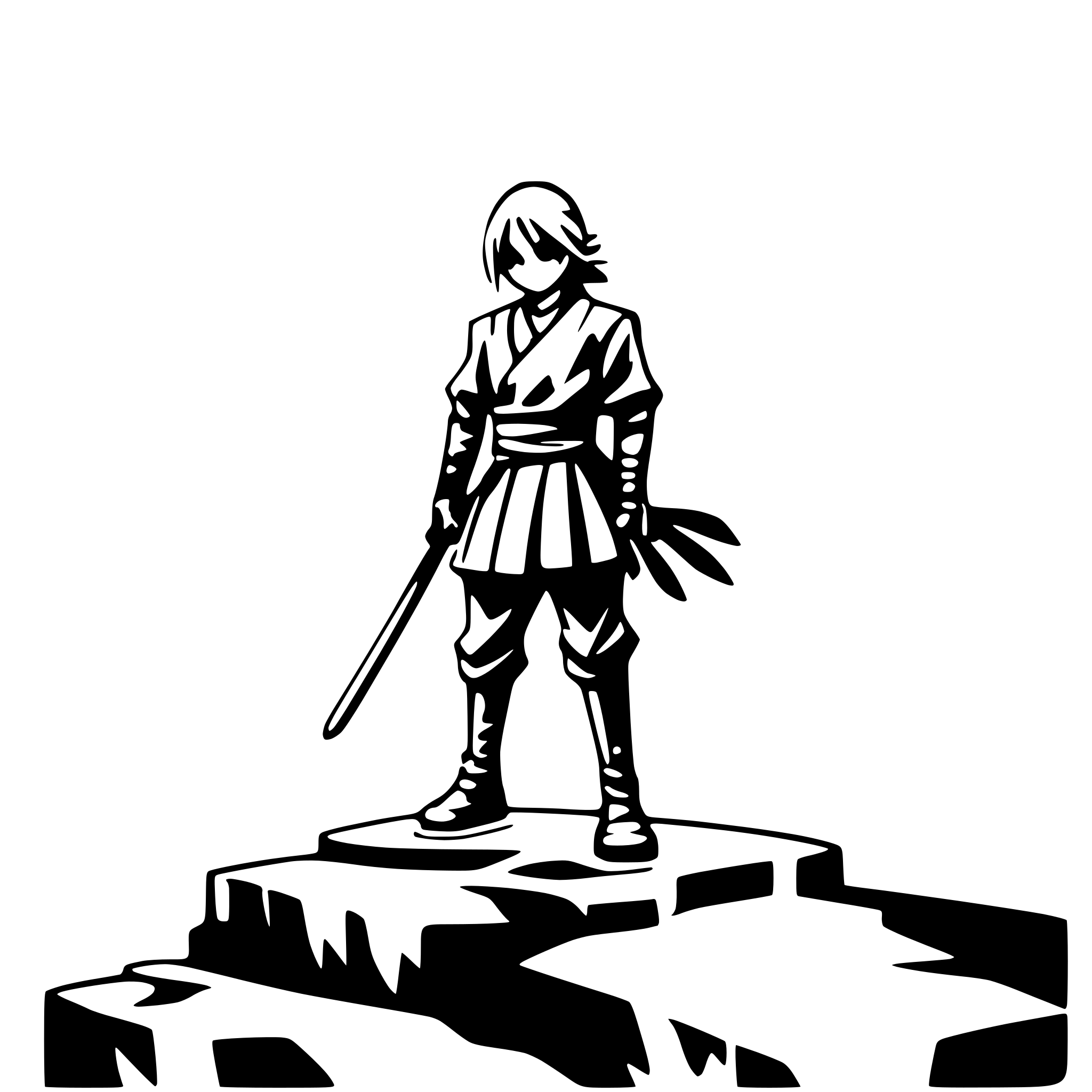 AI-generated SVG of 'samurai standing on cliff'