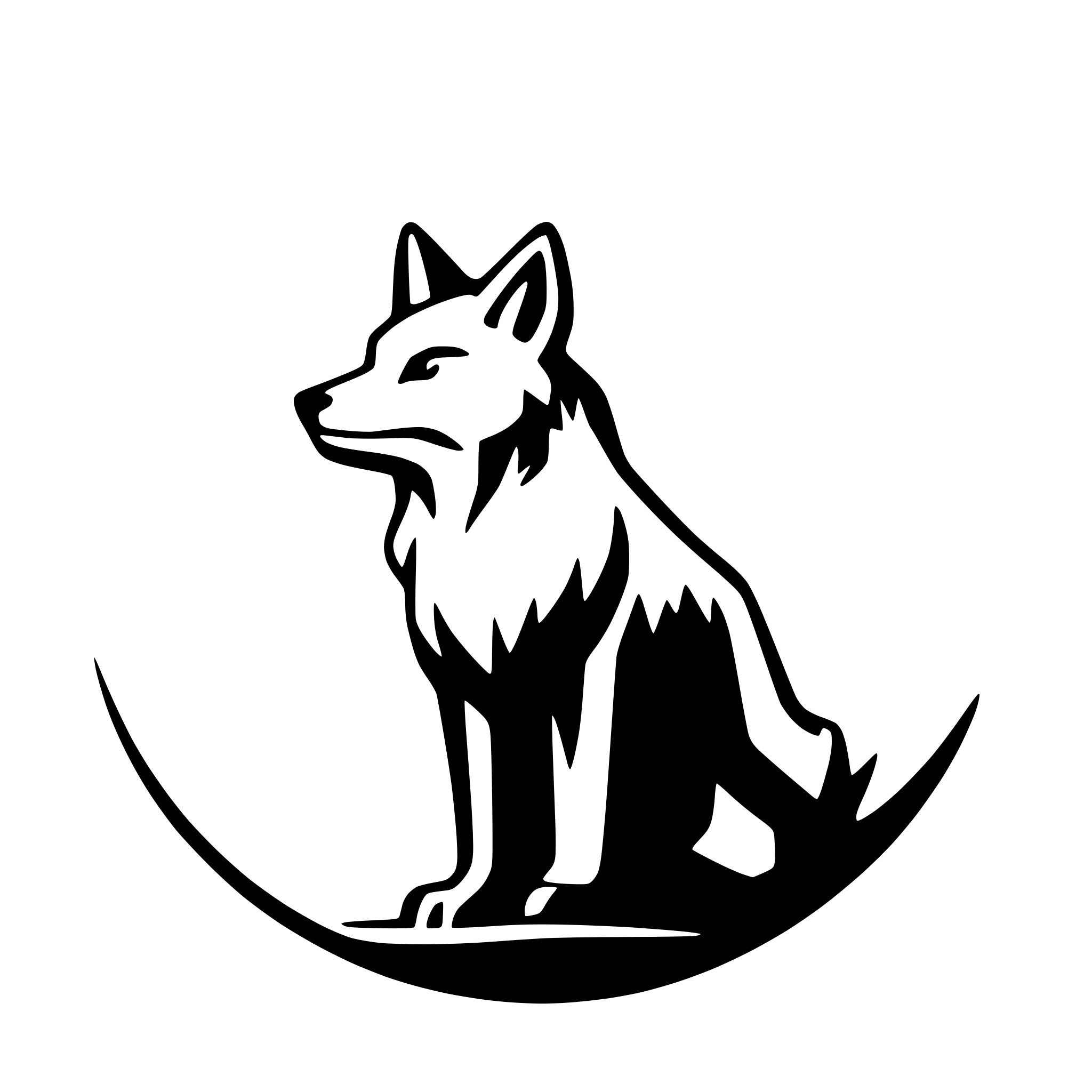 AI-generated SVG of a Coyote howling at the moon. No background.