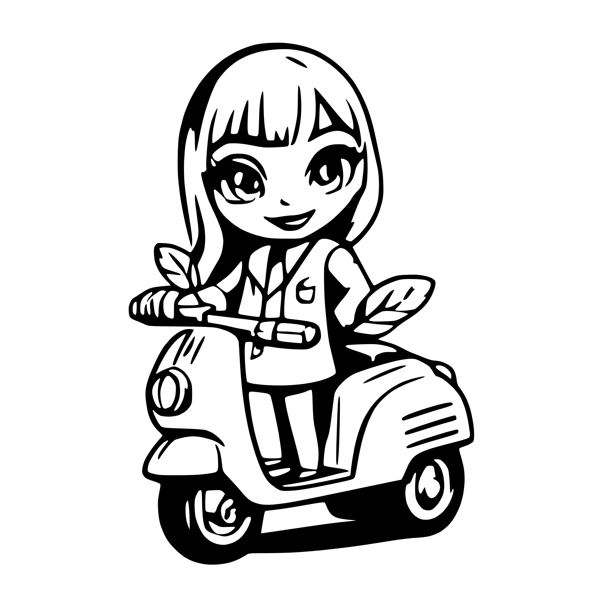 AI-generated SVG of a Iris on a vespa